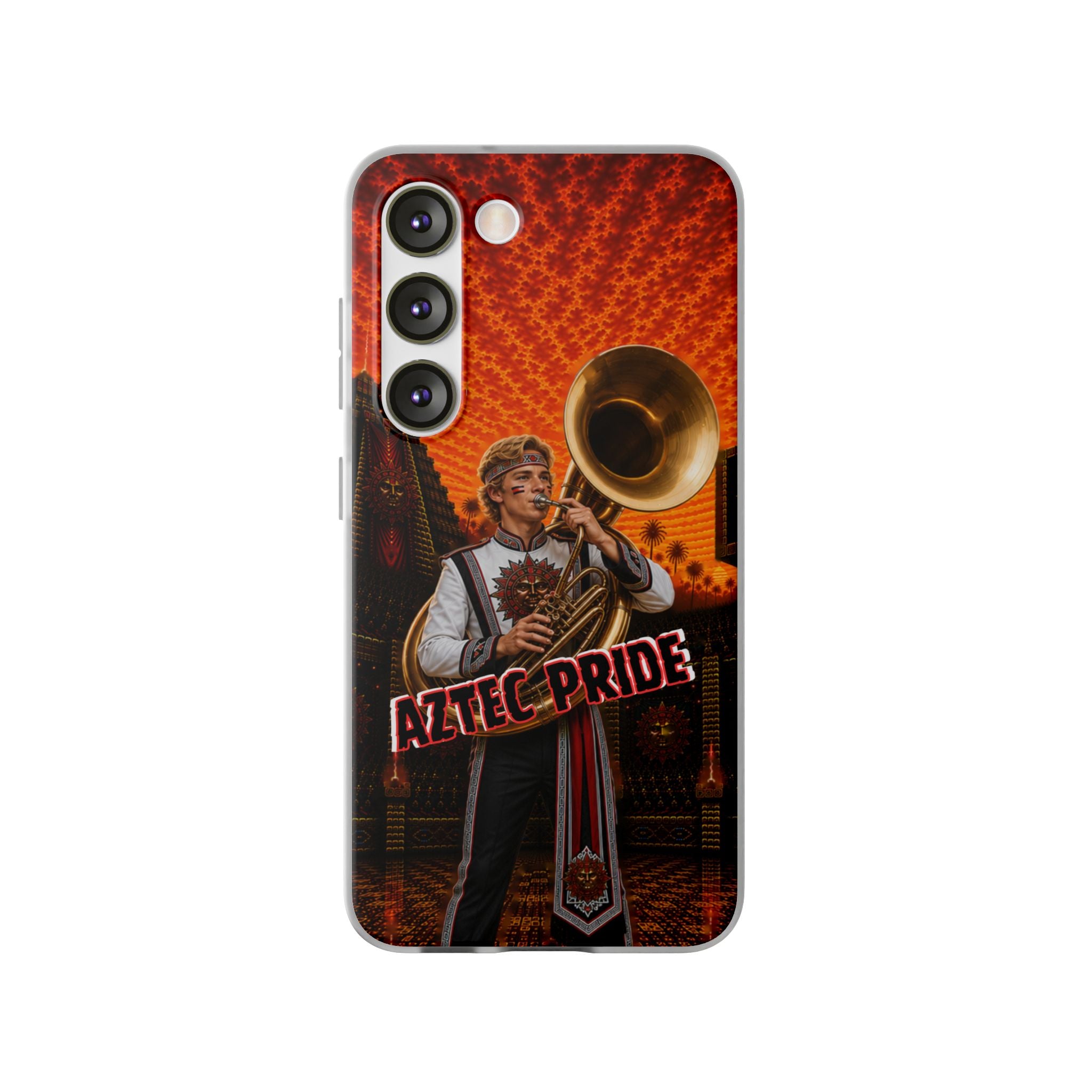 Aztec Band Warrior – Flexi Phone Case (iPhone & Samsung • Clear TPU • Made & Shipped in the USA • 🚚 FREE USA Shipping • Personalized Option)