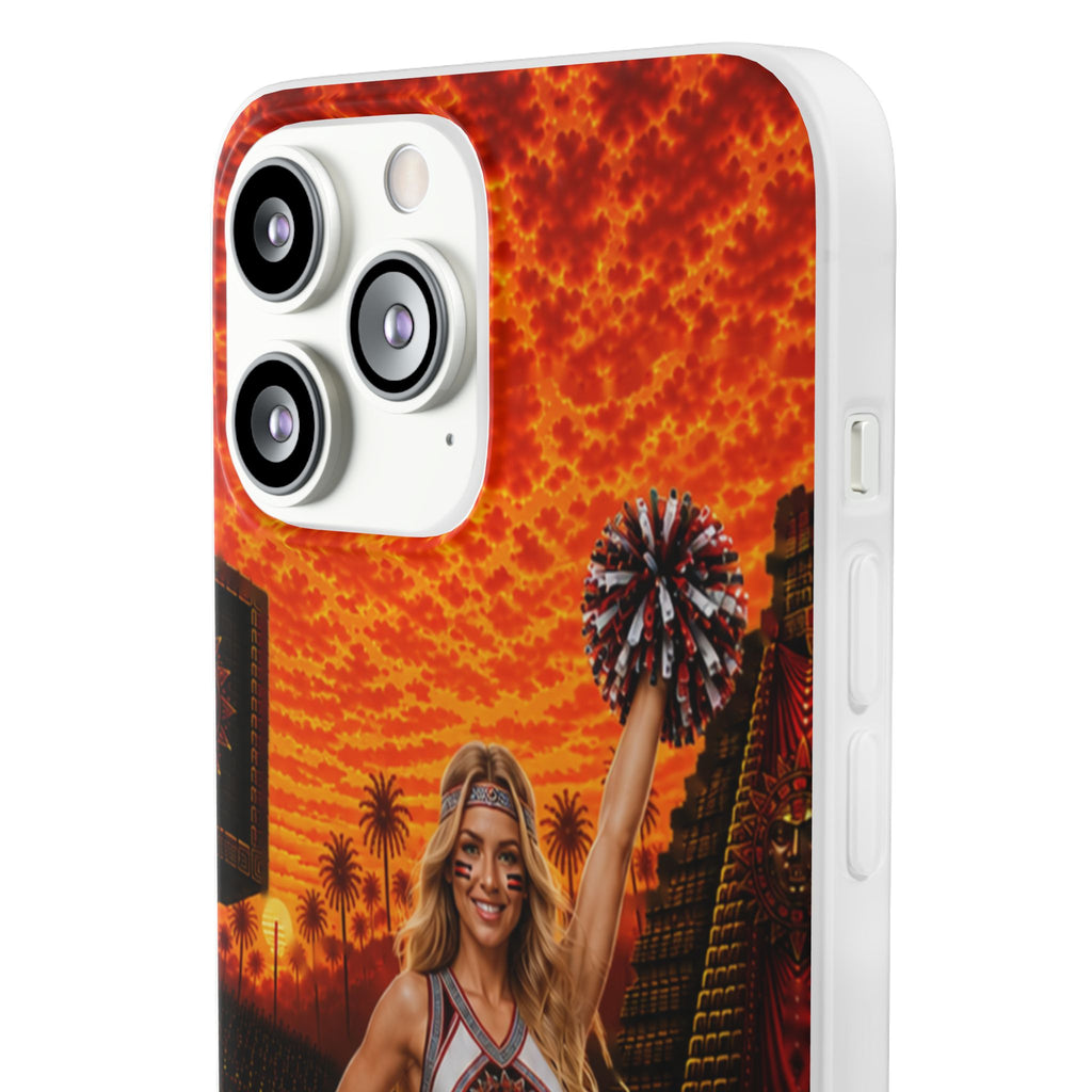 Aztec Cheerleader Warrior – Flexi Phone Case (iPhone & Samsung • Clear TPU • Made & Shipped in the USA • 🚚 FREE USA Shipping • Personalized Option)