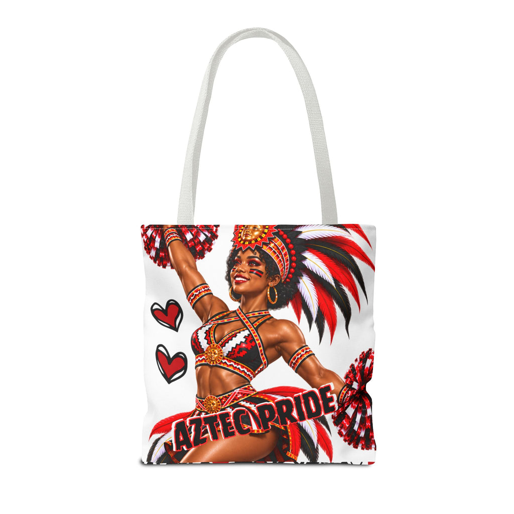 Aztec Cheerleader Warrior Tote Bag | Aztec-Inspired AI Art • Made & Shipped in the USA • 🚚 FREE USA Shipping • FREE Personalization