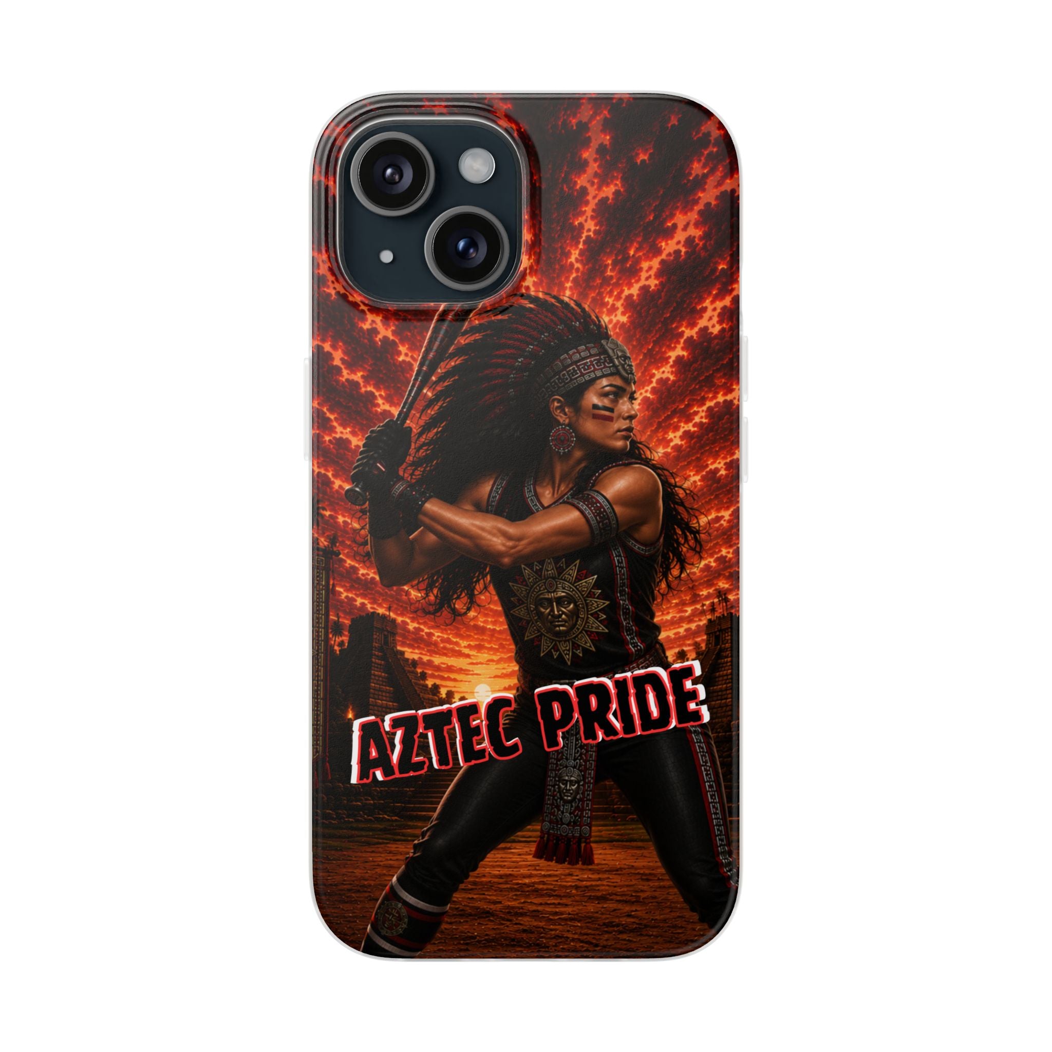 Aztec Softball Warrior – Flexi Phone Case (iPhone & Samsung • Clear TPU • Made & Shipped in the USA • 🚚 FREE USA Shipping • Personalized Option)