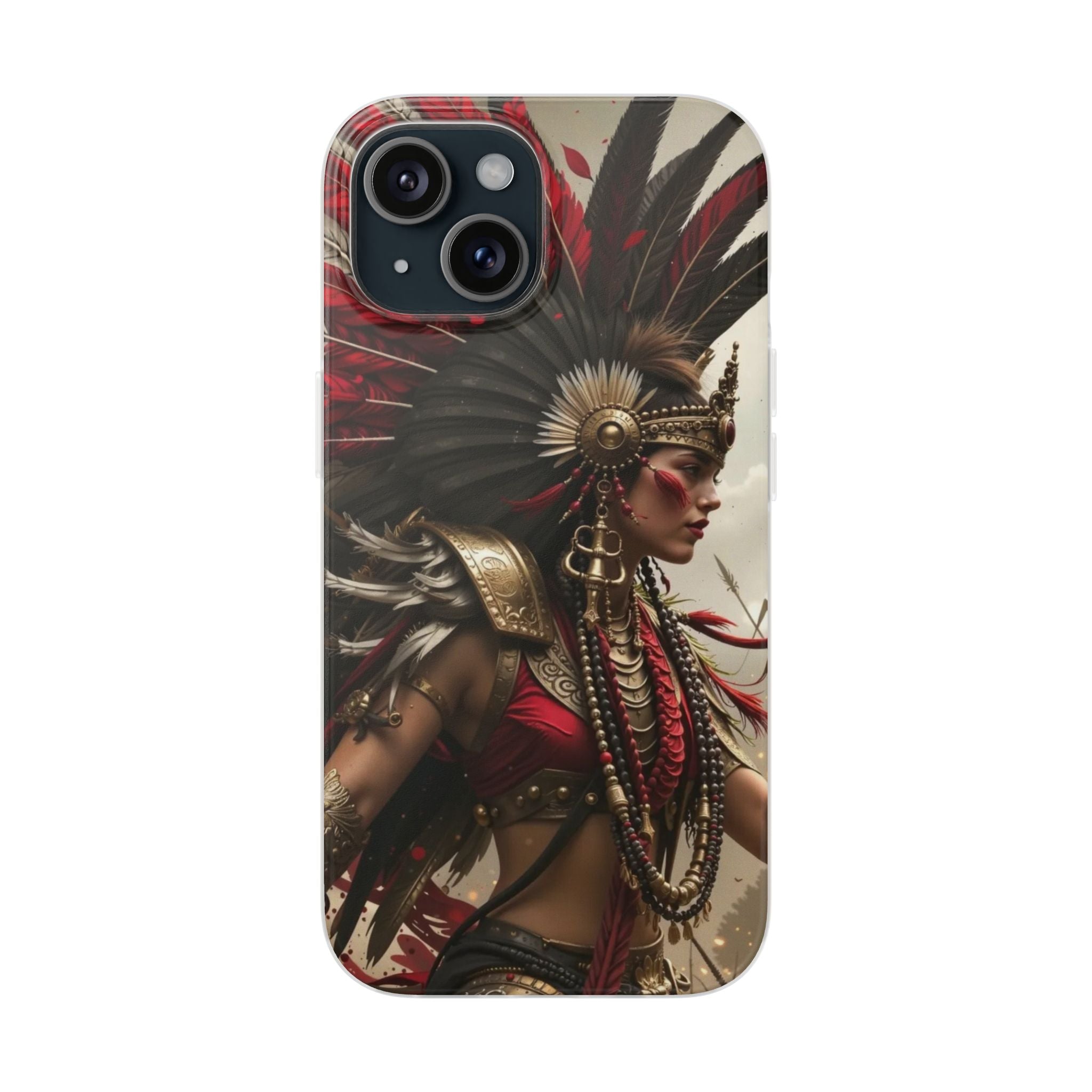 Aztec Warrior Queen – Flexi Phone Case (iPhone & Samsung • Clear TPU • Made in USA • Personalized Option)