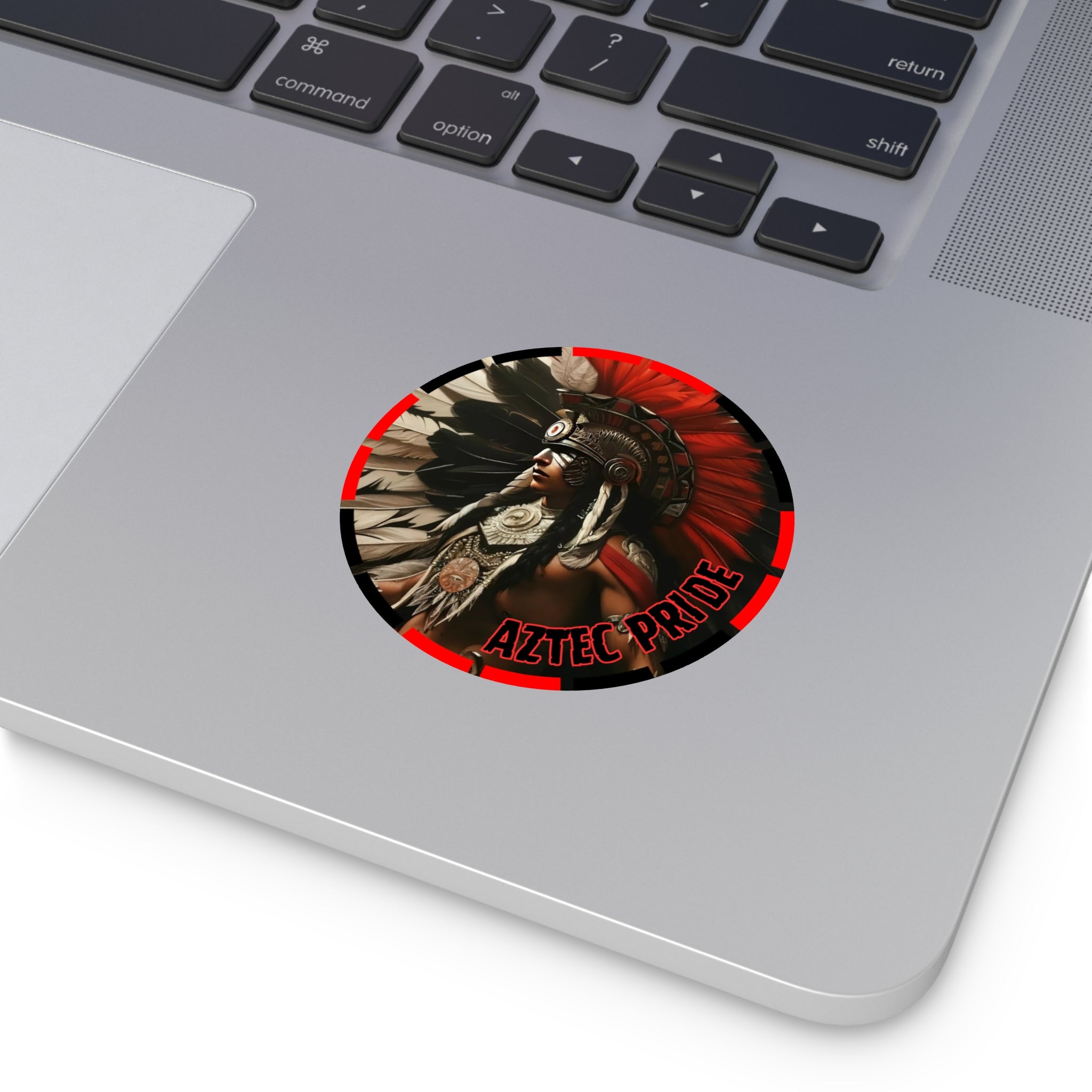 Aztec Fierce Warrior Round Vinyl Sticker – Waterproof Matte Decal (2”–6”)