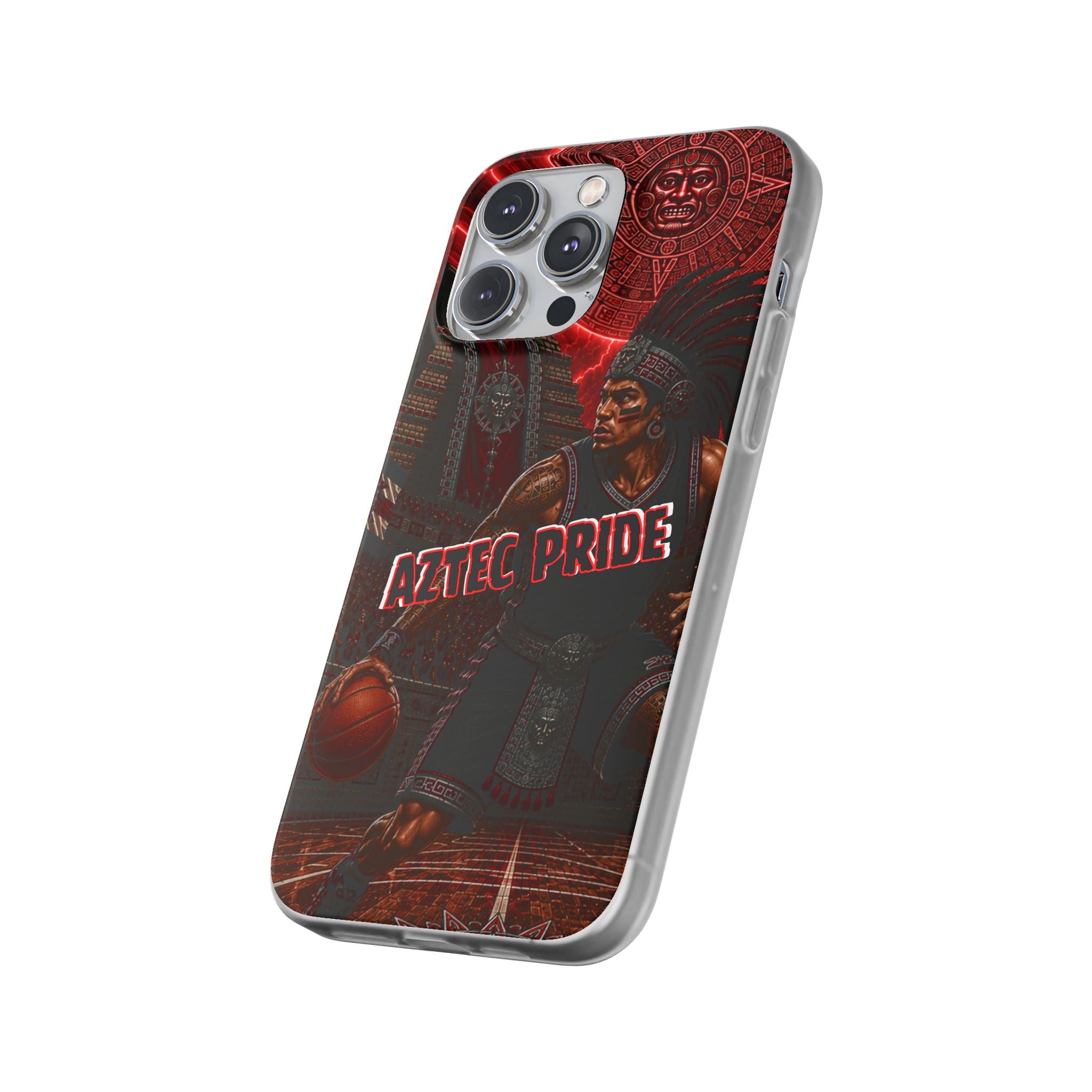 Aztec Basketall Warrior – Flexi Phone Case (iPhone & Samsung • Clear TPU • Made & Shipped in the USA • 🚚 FREE USA Shipping • Personalized Option)
