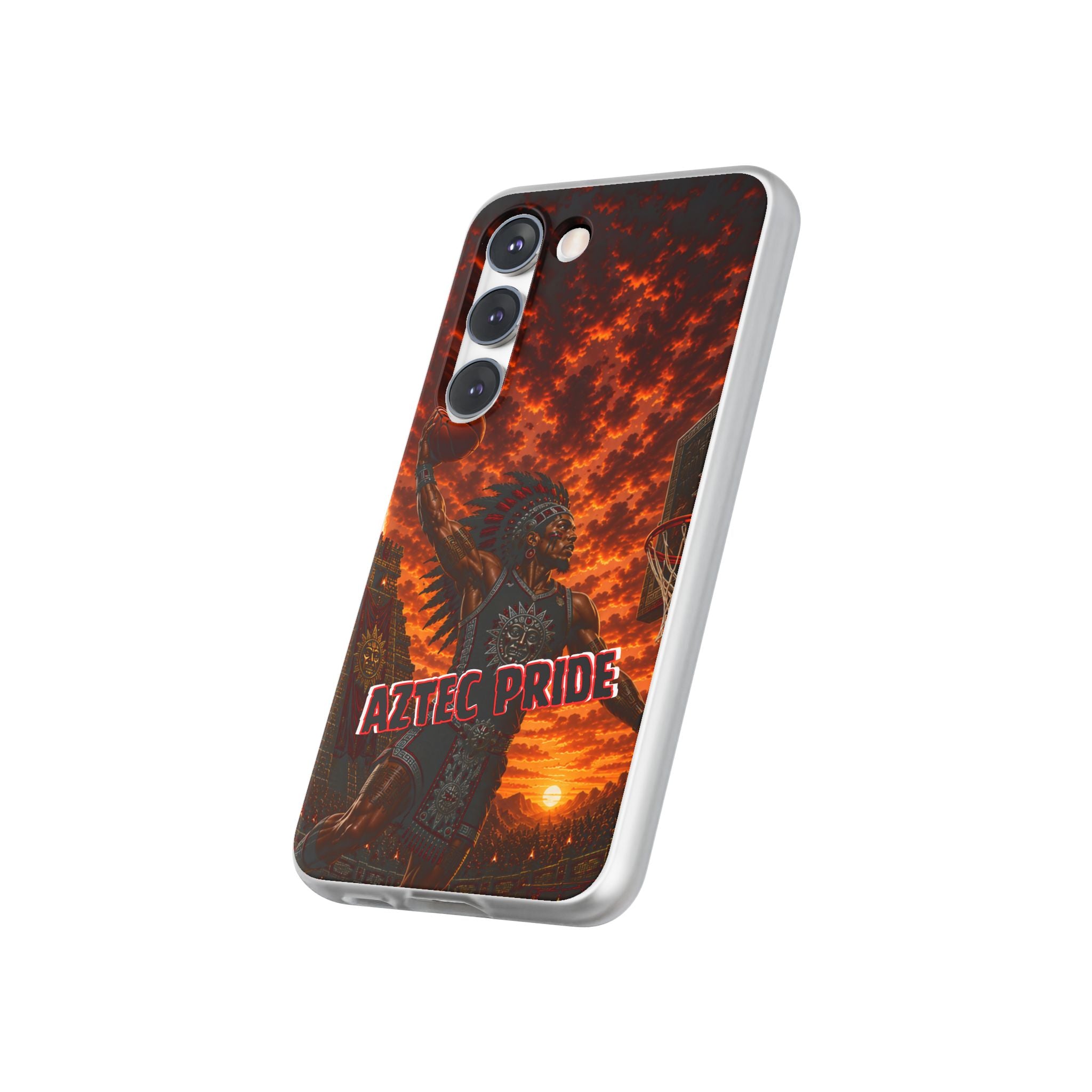 Aztec Basketball Male Warrior – Flexi Phone Case (iPhone & Samsung • Clear TPU • Made & Shipped in the USA • 🚚 FREE USA Shipping • Personalized Option)
