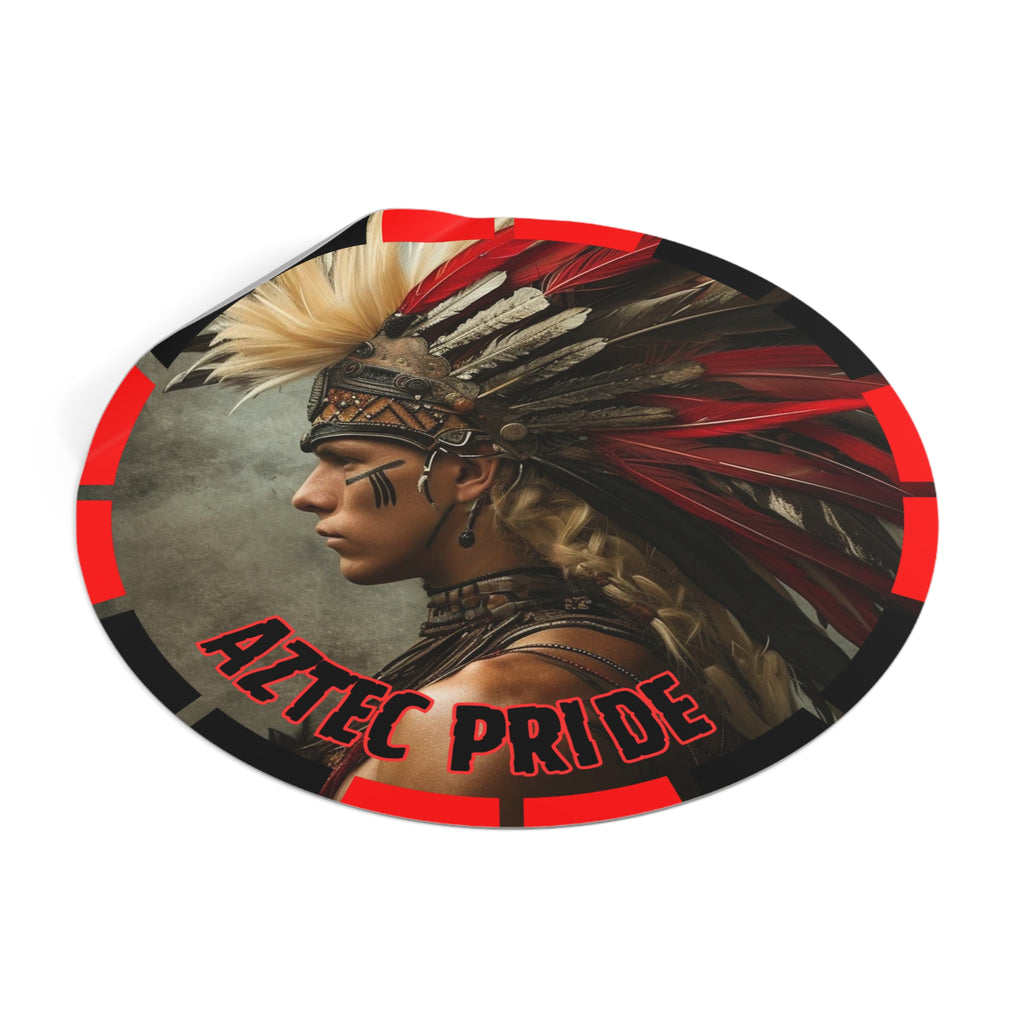 Aztec Storm Warrior Round Vinyl Sticker – Waterproof Matte Decal (2”–6”)