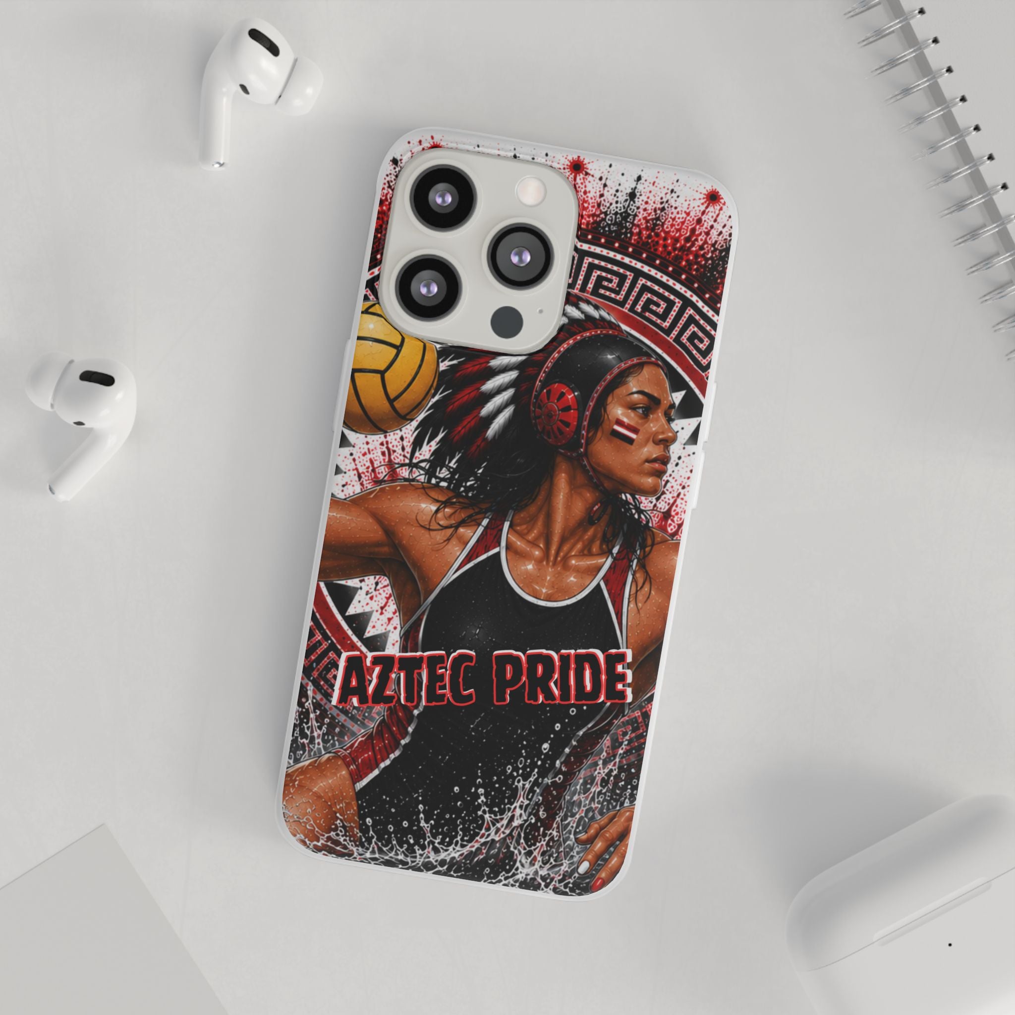 Aztec Water Polo Warrior – Flexi Phone Case (iPhone & Samsung • Clear TPU • Made in USA • Personalized Option)