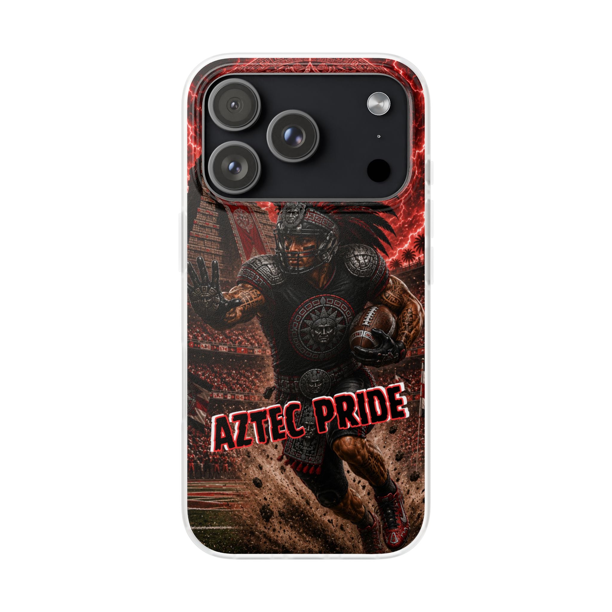 Aztec Football Warrior – Flexi Phone Case (iPhone & Samsung • Clear TPU • Made in USA • Personalized Option)