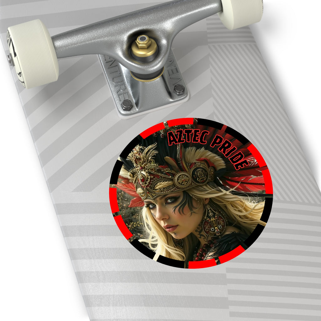 Aztec Fireheart Queen Round Vinyl Sticker – Waterproof Matte Decal (2”–6”)