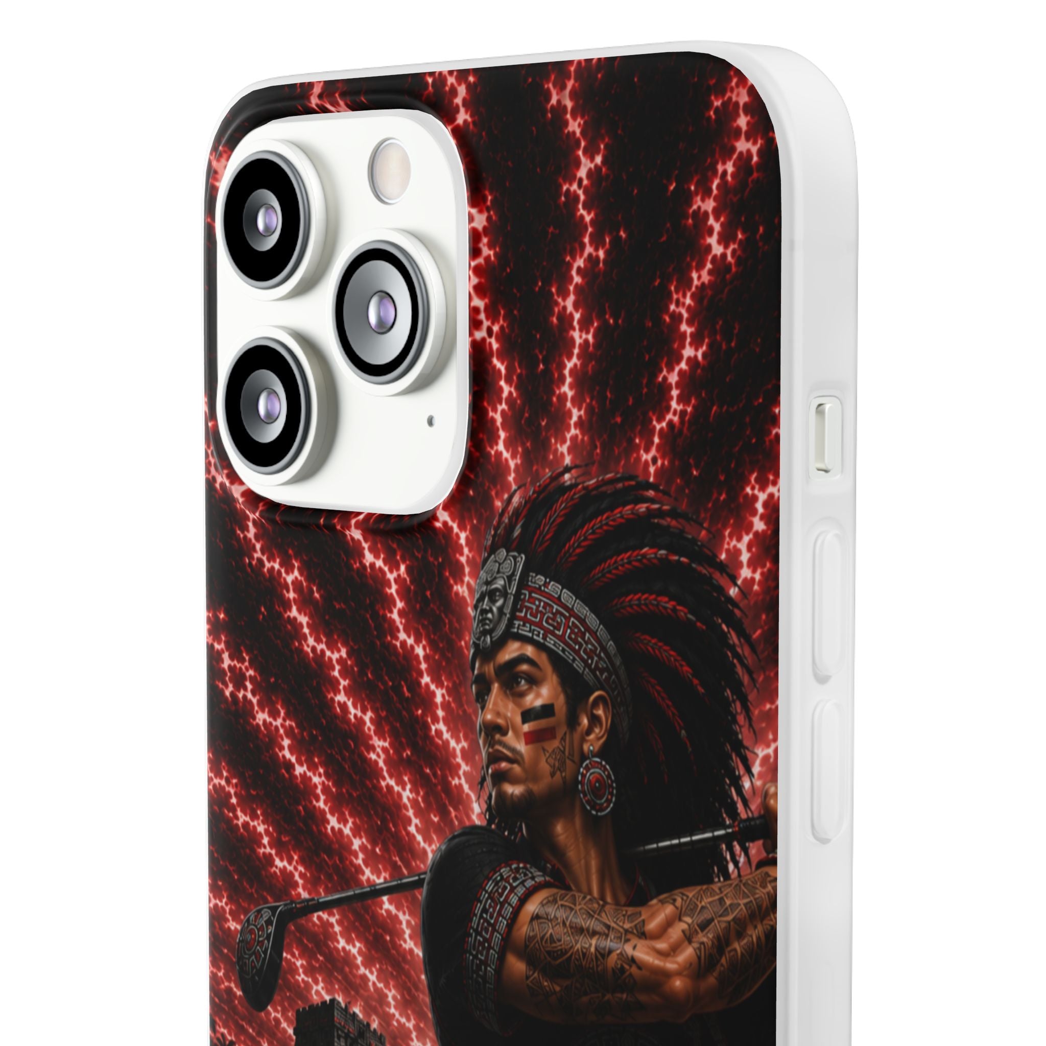 Aztec Golf Male Warrior – Flexi Phone Case (iPhone & Samsung • Clear TPU • Made & Shipped in the USA • 🚚 FREE USA Shipping • Personalized Option)