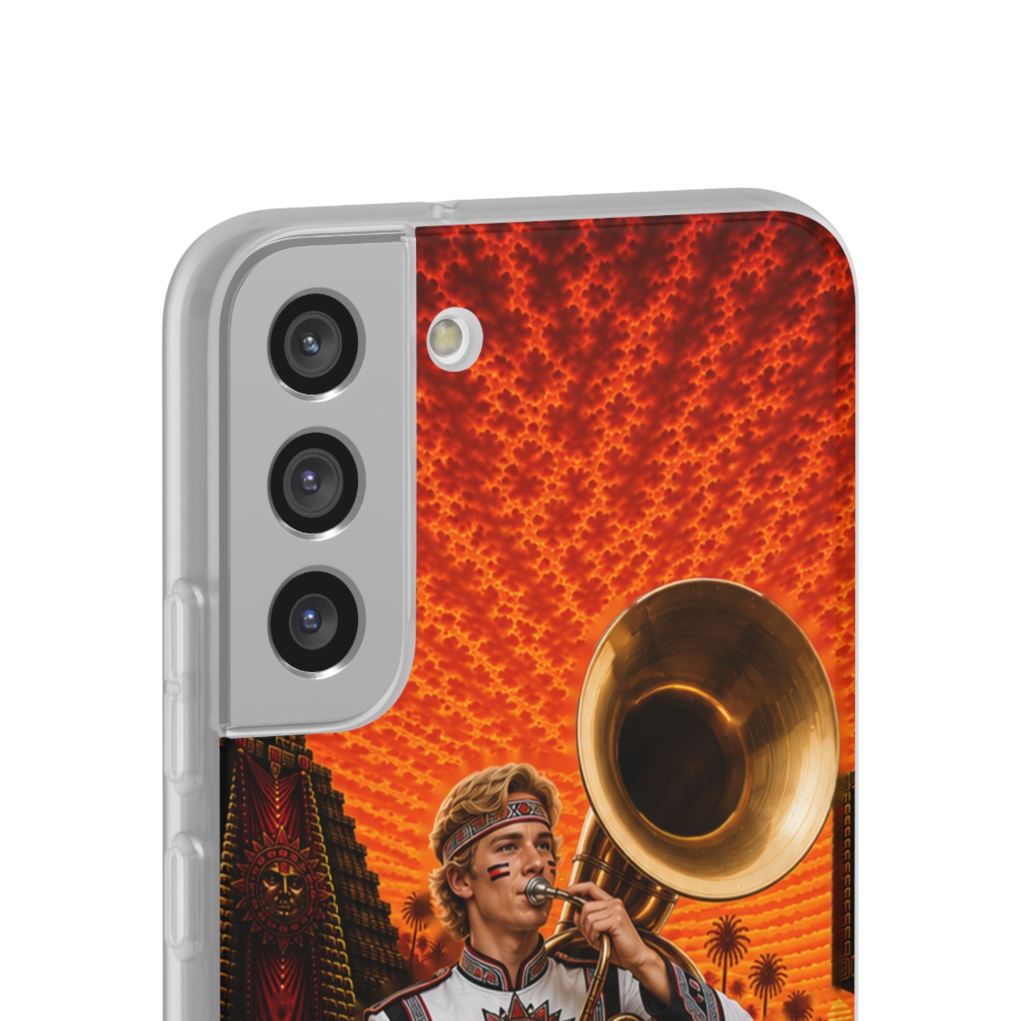 Aztec Band Warrior – Flexi Phone Case (iPhone & Samsung • Clear TPU • Made & Shipped in the USA • 🚚 FREE USA Shipping • Personalized Option)