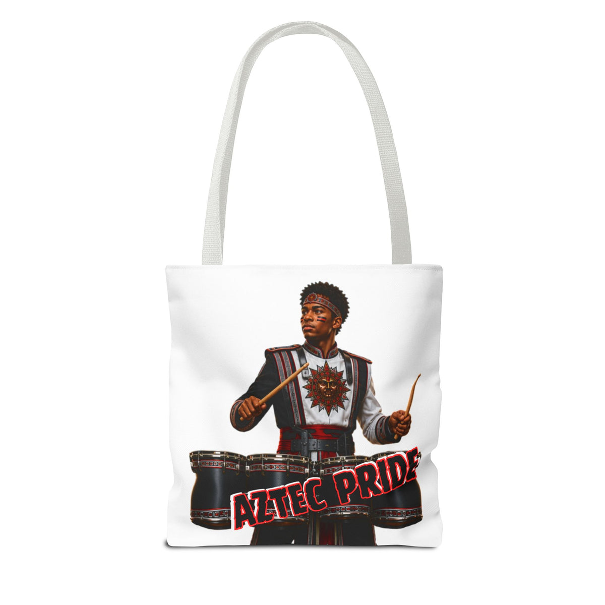 Aztec Band Warrior Tote Bag | Aztec-Inspired AI Art • Made & Shipped in the USA • 🚚 FREE USA Shipping • FREE Personalization