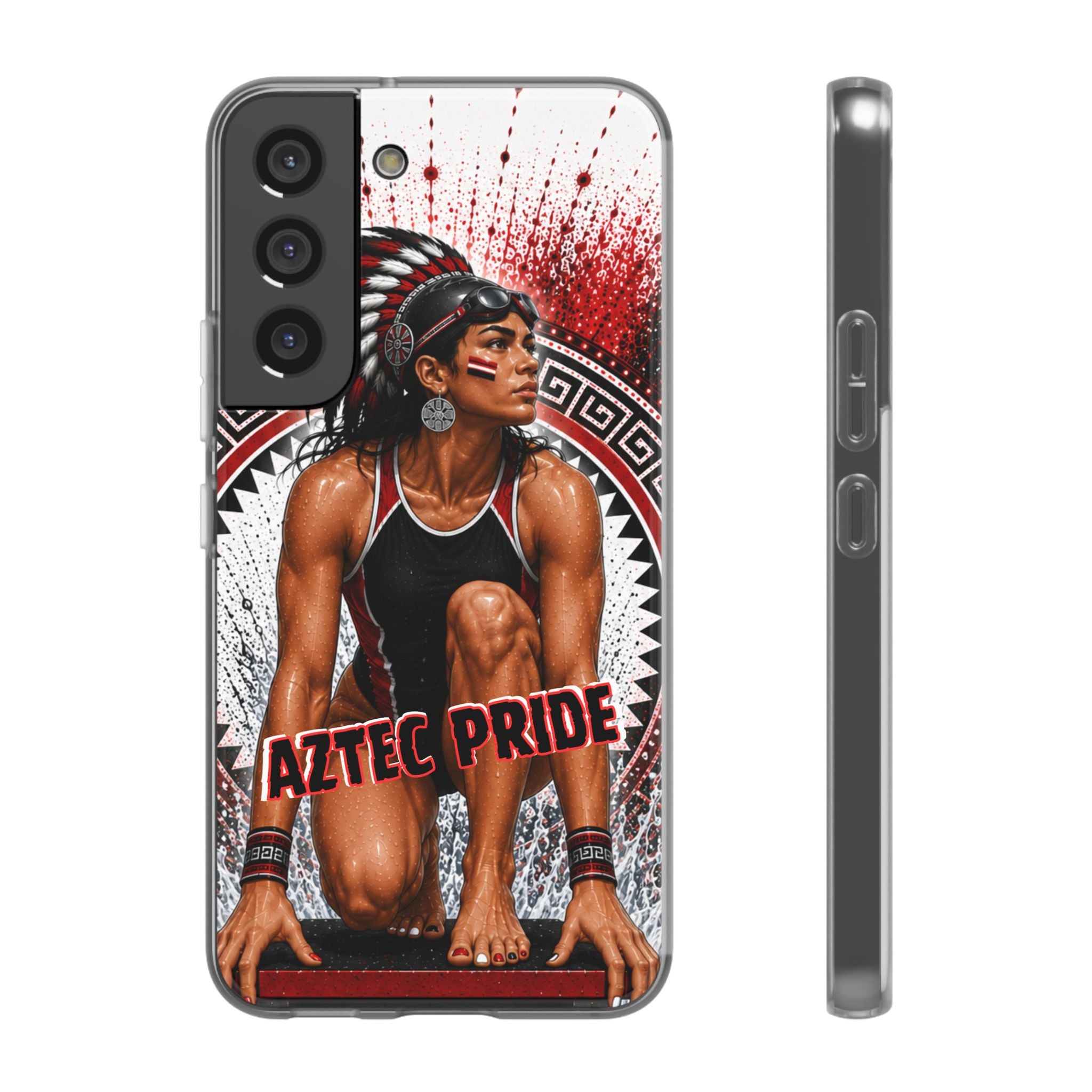 Aztec Swim & Dive Warrior – Flexi Phone Case (iPhone & Samsung • Clear TPU • Made & Shipped in the USA • 🚚 FREE USA Shipping • Personalized Option)