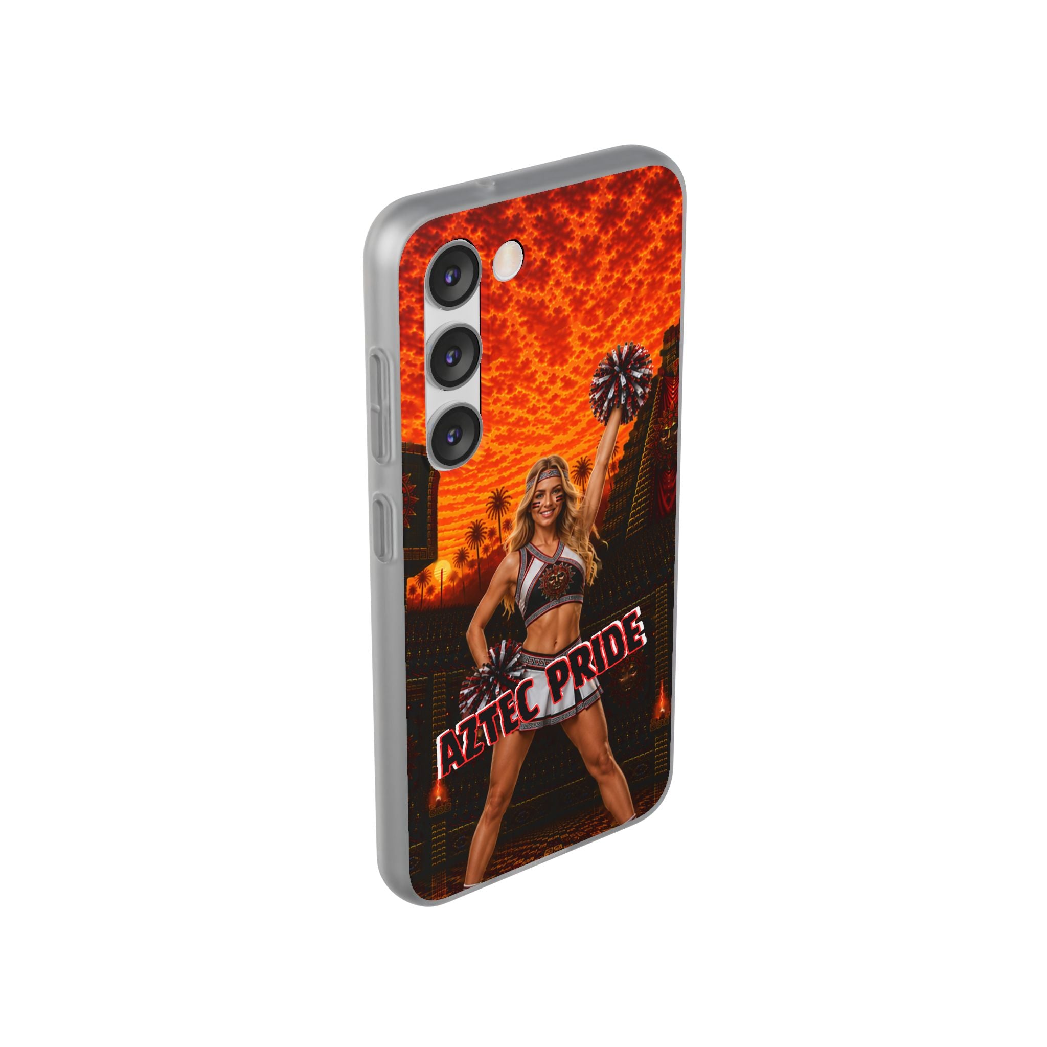 Aztec Cheerleader Warrior – Flexi Phone Case (iPhone & Samsung • Clear TPU • Made & Shipped in the USA • 🚚 FREE USA Shipping • Personalized Option)