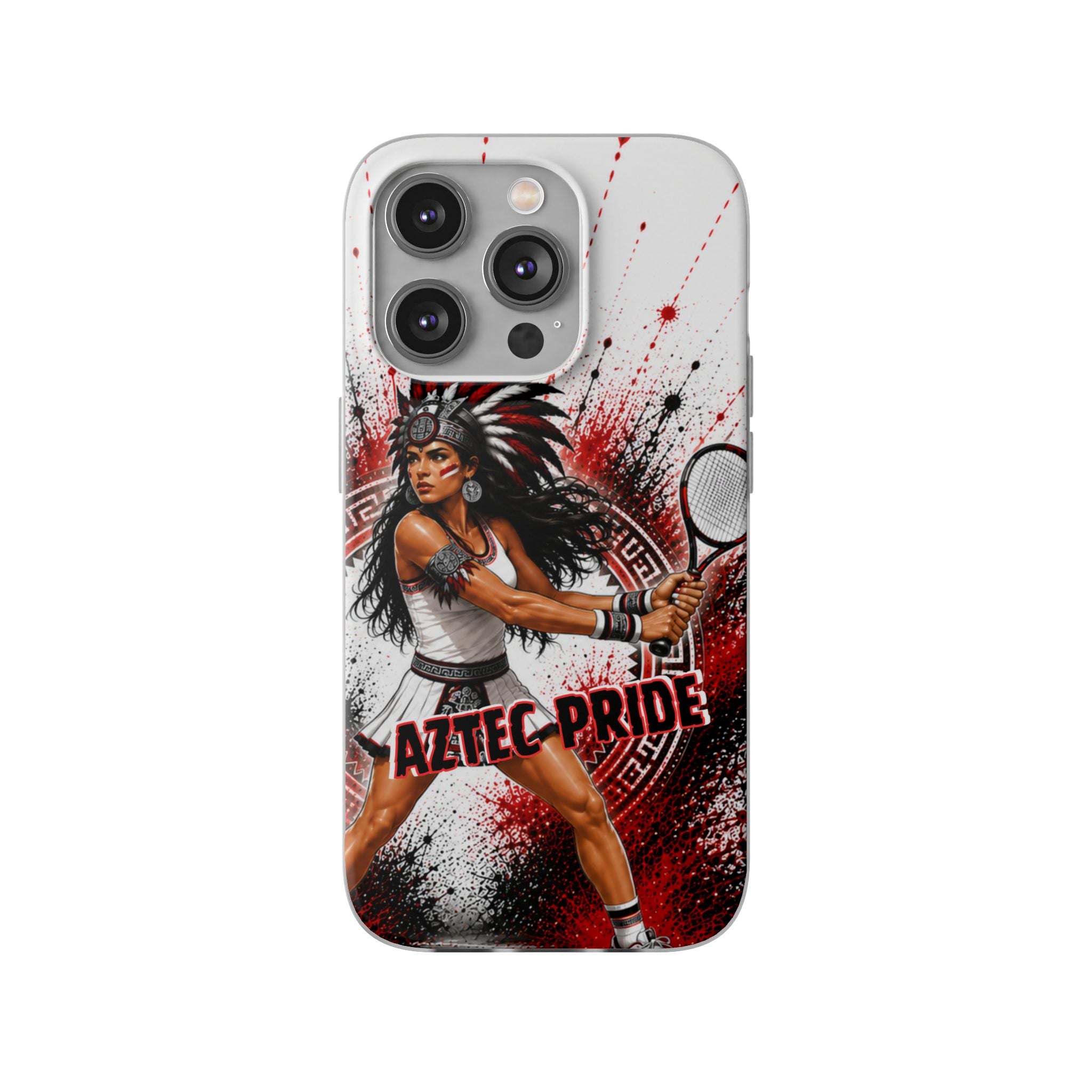 Aztec Tennis Female Warrior – Flexi Phone Case (iPhone & Samsung • Clear TPU • Made & Shipped in the USA • 🚚 FREE USA Shipping • Personalized Option)