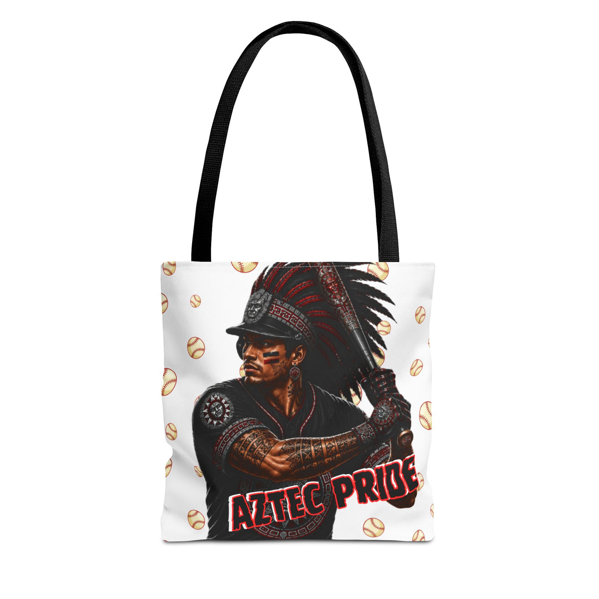 Aztec Baseball Warrior Tote Bag | Aztec-Inspired AI Art • Made & Shipped in the USA • 🚚 FREE USA Shipping • FREE Personalization
