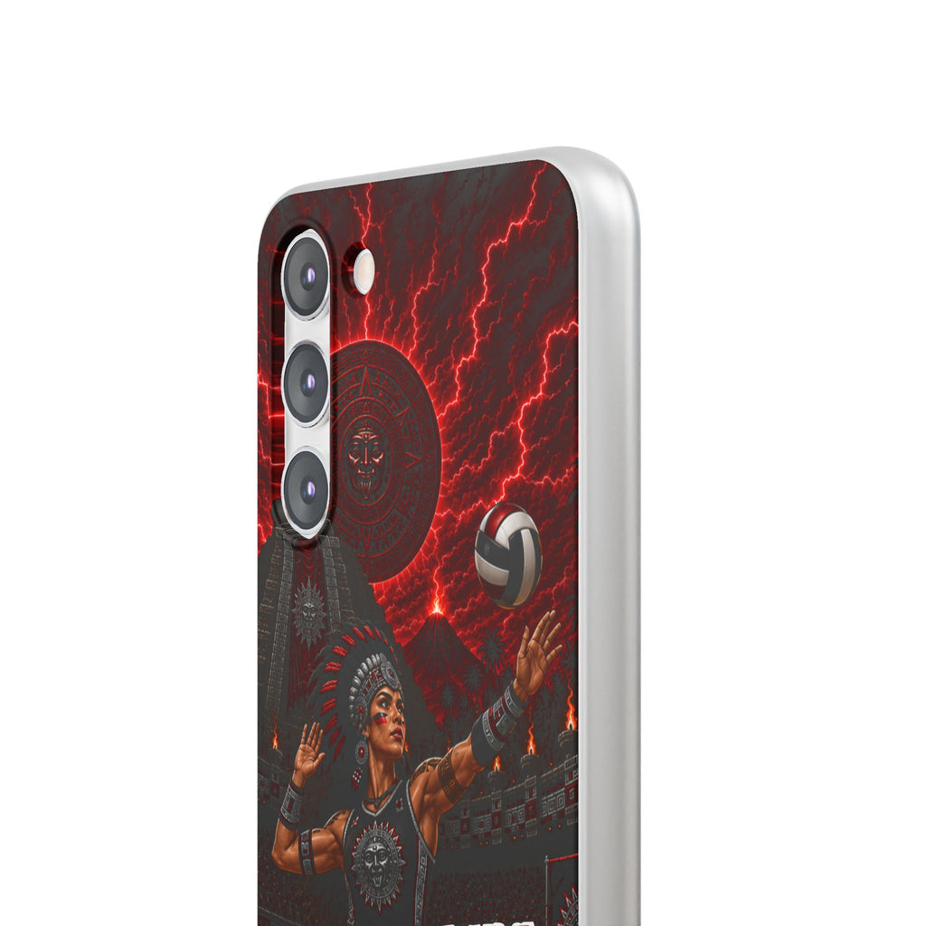 Aztec Volleyball Warrior – Flexi Phone Case (iPhone & Samsung • Clear TPU • Made & Shipped in the USA • 🚚 FREE USA Shipping • Personalized Option)