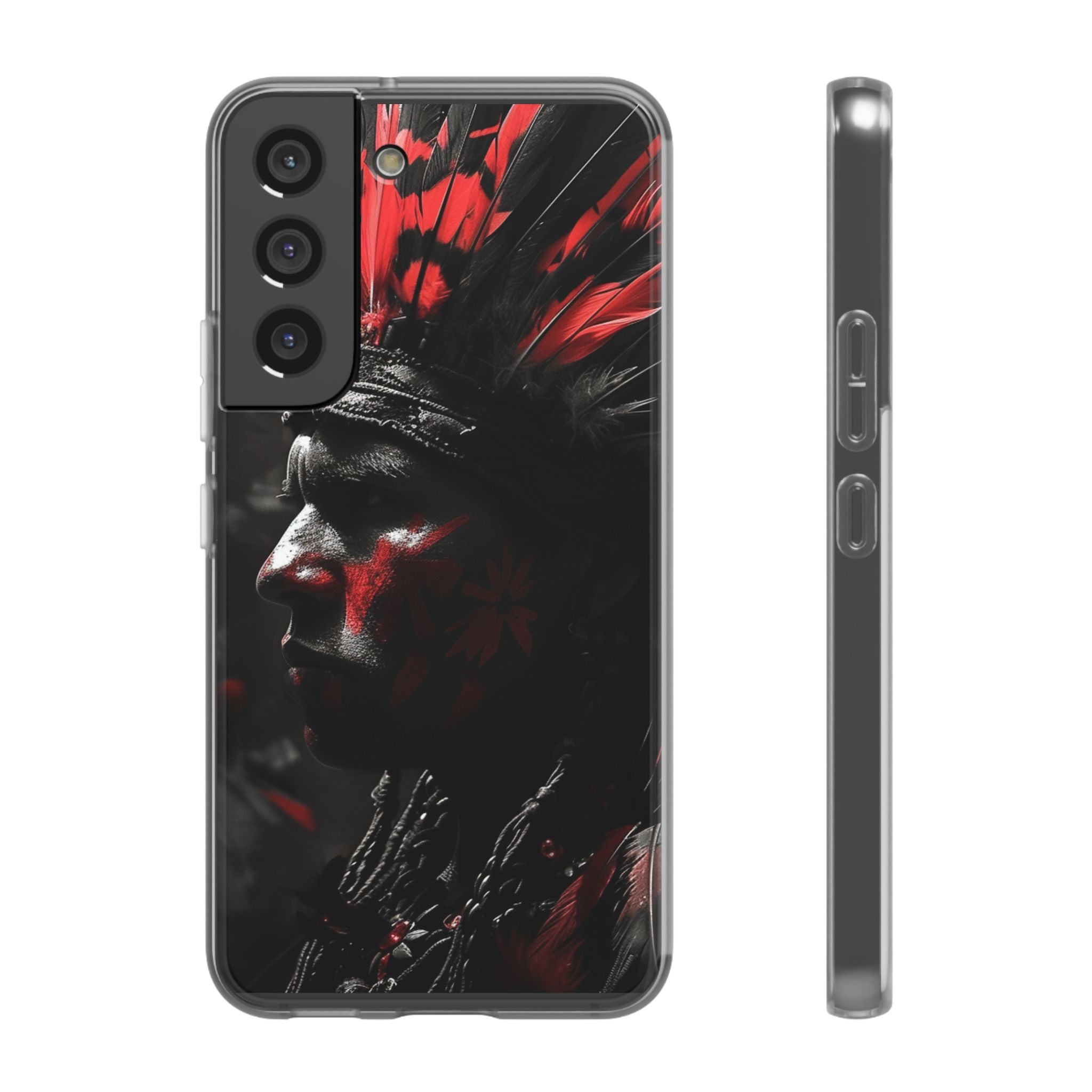 Aztec Jaguar Warrior – Flexi Phone Case (iPhone & Samsung • Clear TPU • Made in USA • Personalized Option)