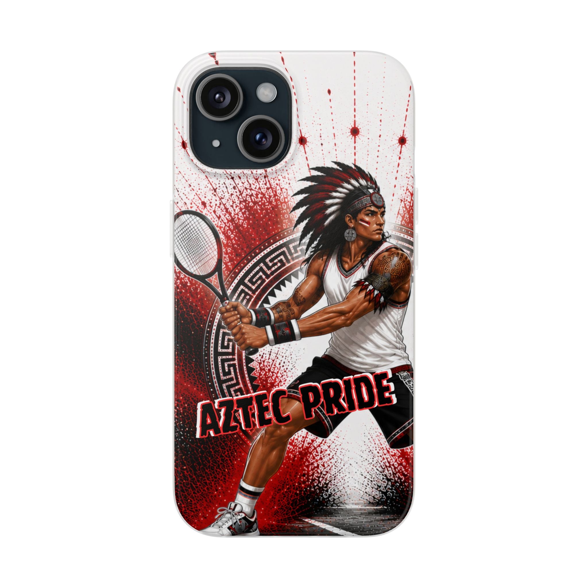 Aztec Tennis Male Warrior – Flexi Phone Case (iPhone & Samsung • Clear TPU • Made & Shipped in the USA • 🚚 FREE USA Shipping • Personalized Option)