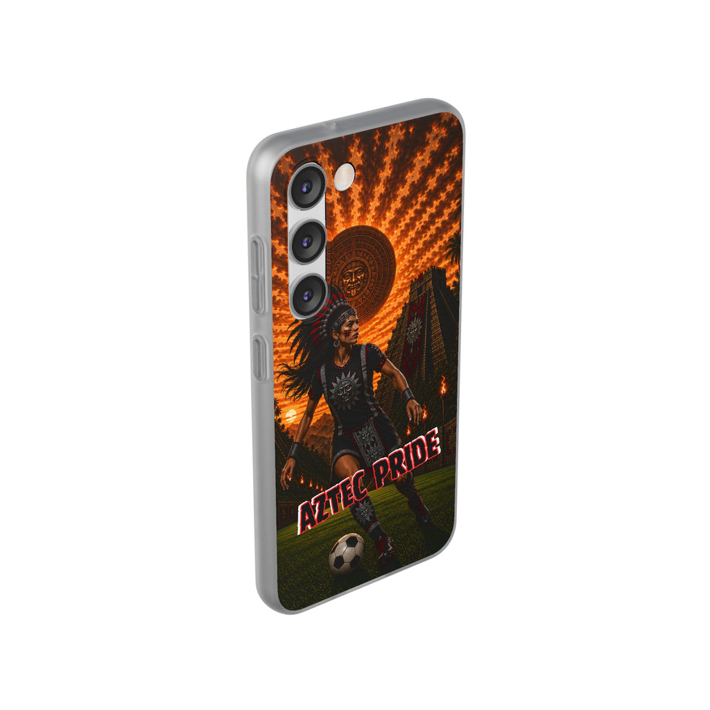 Aztec Soccer Female Warrior – Flexi Phone Case (iPhone & Samsung • Clear TPU • Made & Shipped in the USA • 🚚 FREE USA Shipping • Personalized Option)