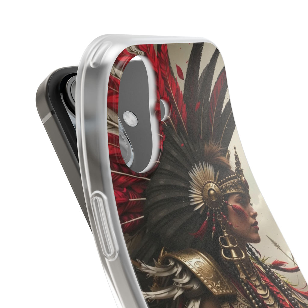 Aztec Warrior Queen – Flexi Phone Case (iPhone & Samsung • Clear TPU • Made in USA • Personalized Option)