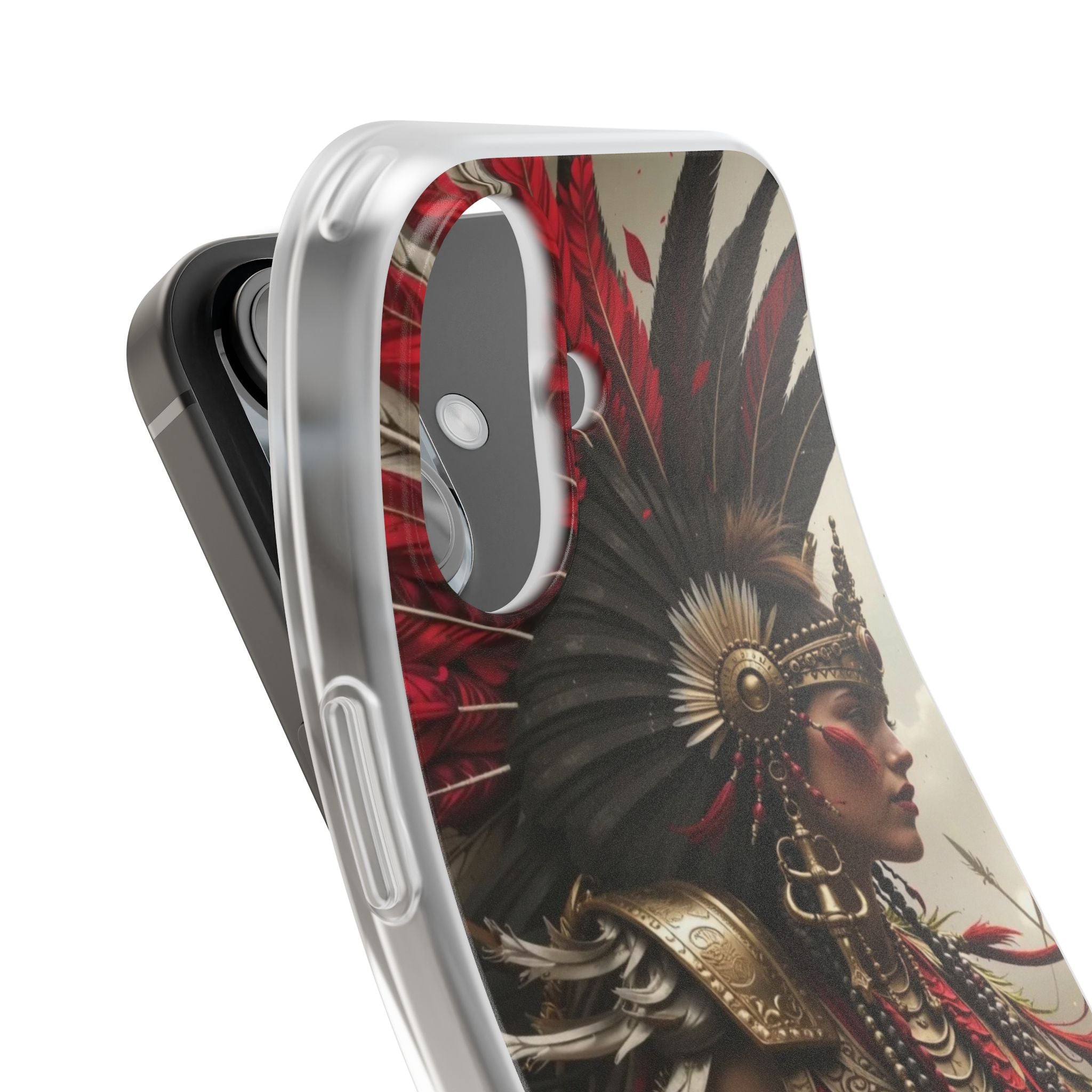 Aztec Warrior Queen – Flexi Phone Case (iPhone & Samsung • Clear TPU • Made in USA • Personalized Option)