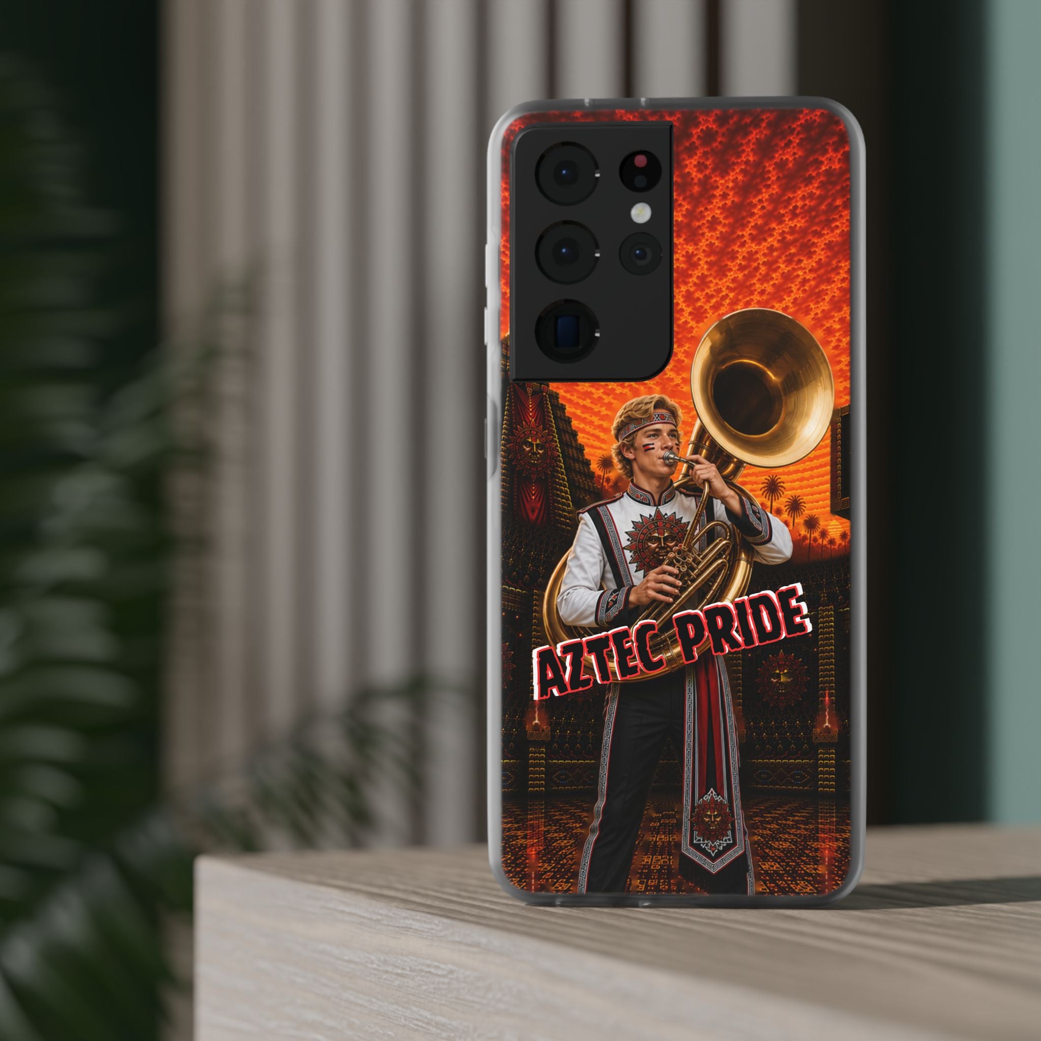 Aztec Band Warrior – Flexi Phone Case (iPhone & Samsung • Clear TPU • Made & Shipped in the USA • 🚚 FREE USA Shipping • Personalized Option)