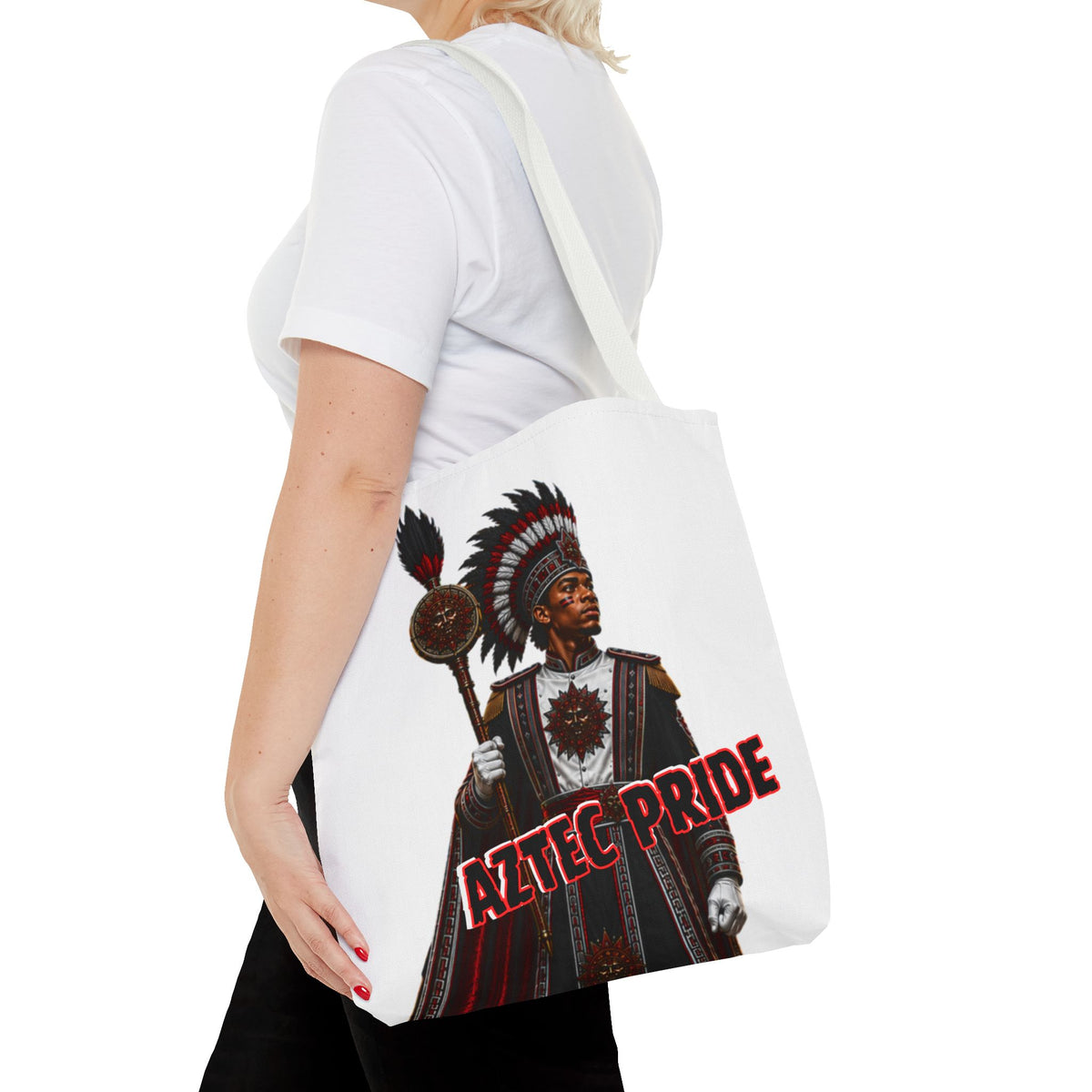 Aztec Band Warrior Tote Bag | Aztec-Inspired AI Art • Made & Shipped in the USA • 🚚 FREE USA Shipping • FREE Personalization