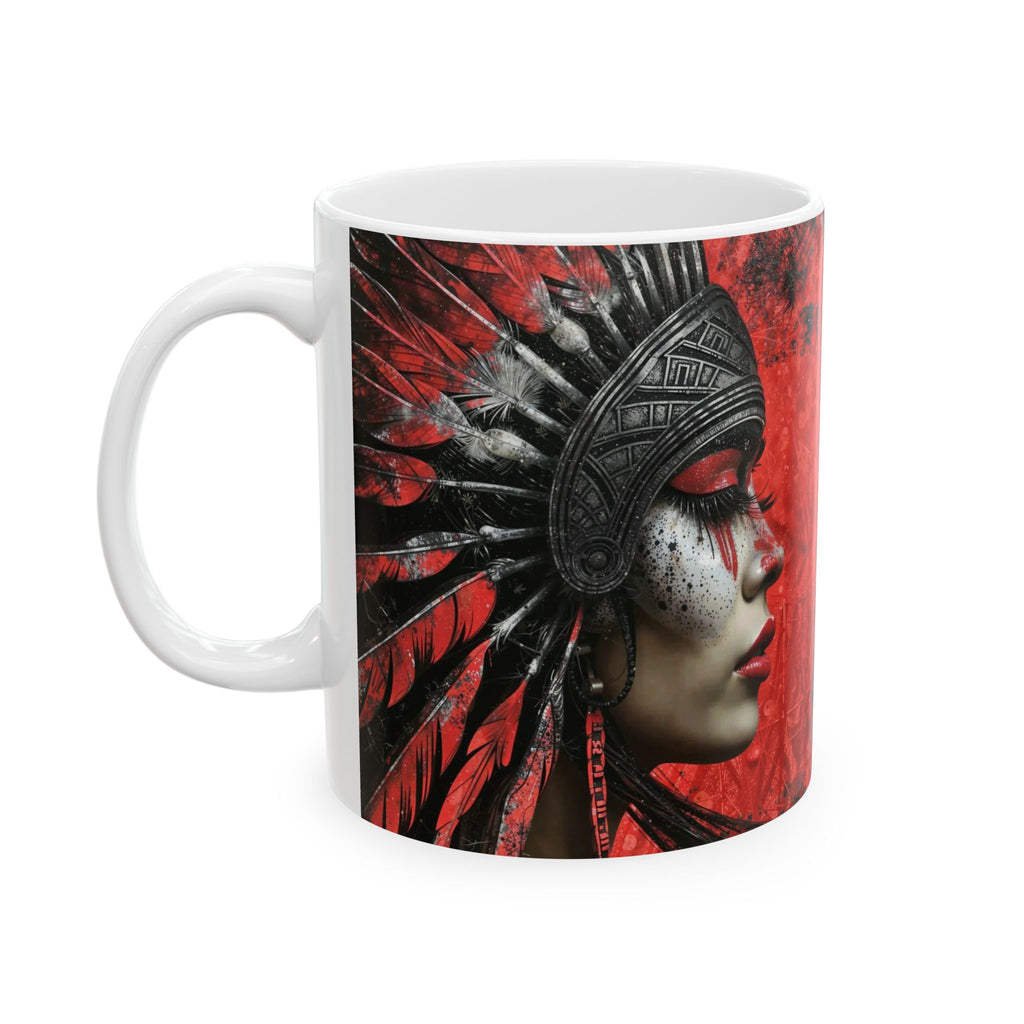 Aztec Fearless Goddess – Ceramic Mug (11oz, 15oz • Dishwasher & Microwave Safe • Made in USA • Personalized Option)