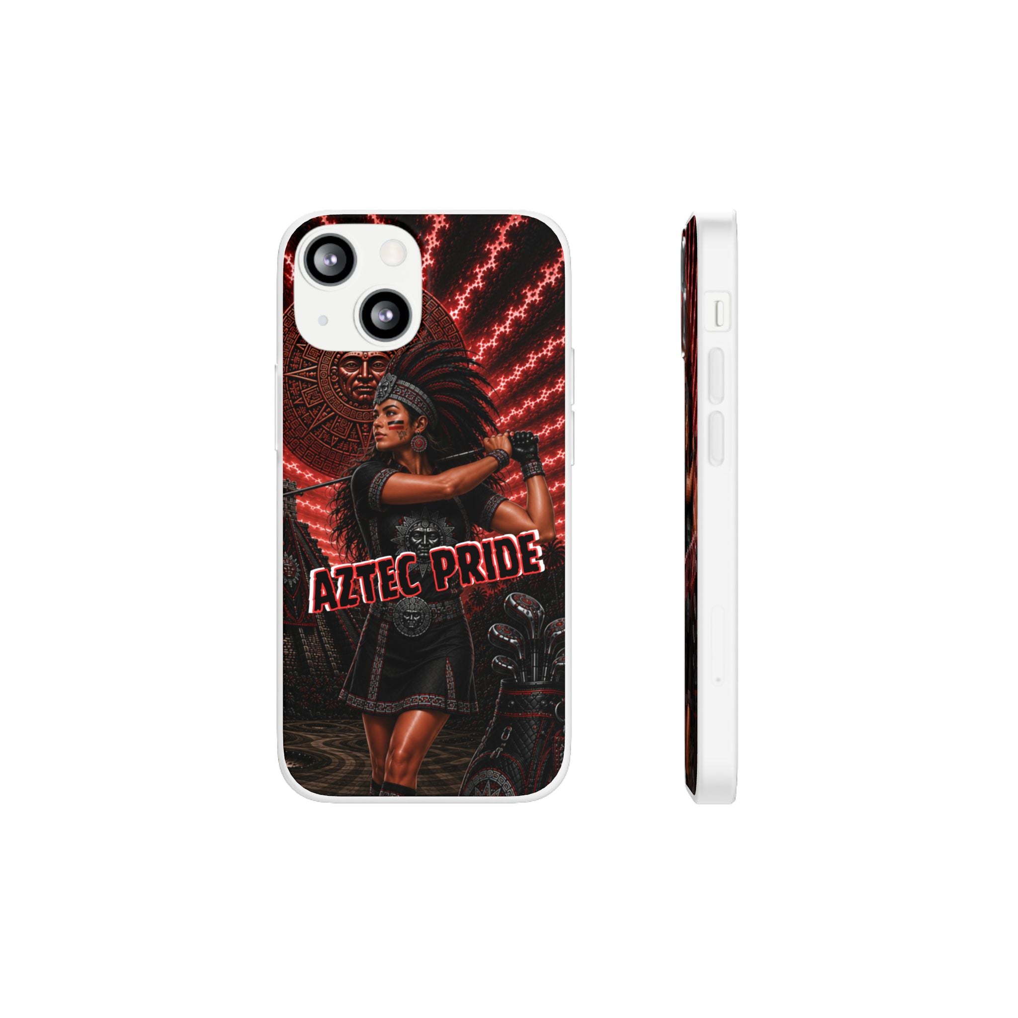 Aztec Golf Female Warrior – Flexi Phone Case (iPhone & Samsung • Clear TPU • Made & Shipped in the USA • 🚚 FREE USA Shipping • Personalized Option)