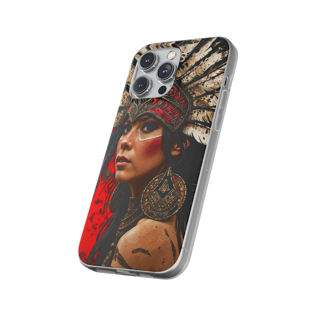 Aztec Moon Goddess – Flexi Phone Case (iPhone & Samsung • Clear TPU • Made in USA • Personalized Option)