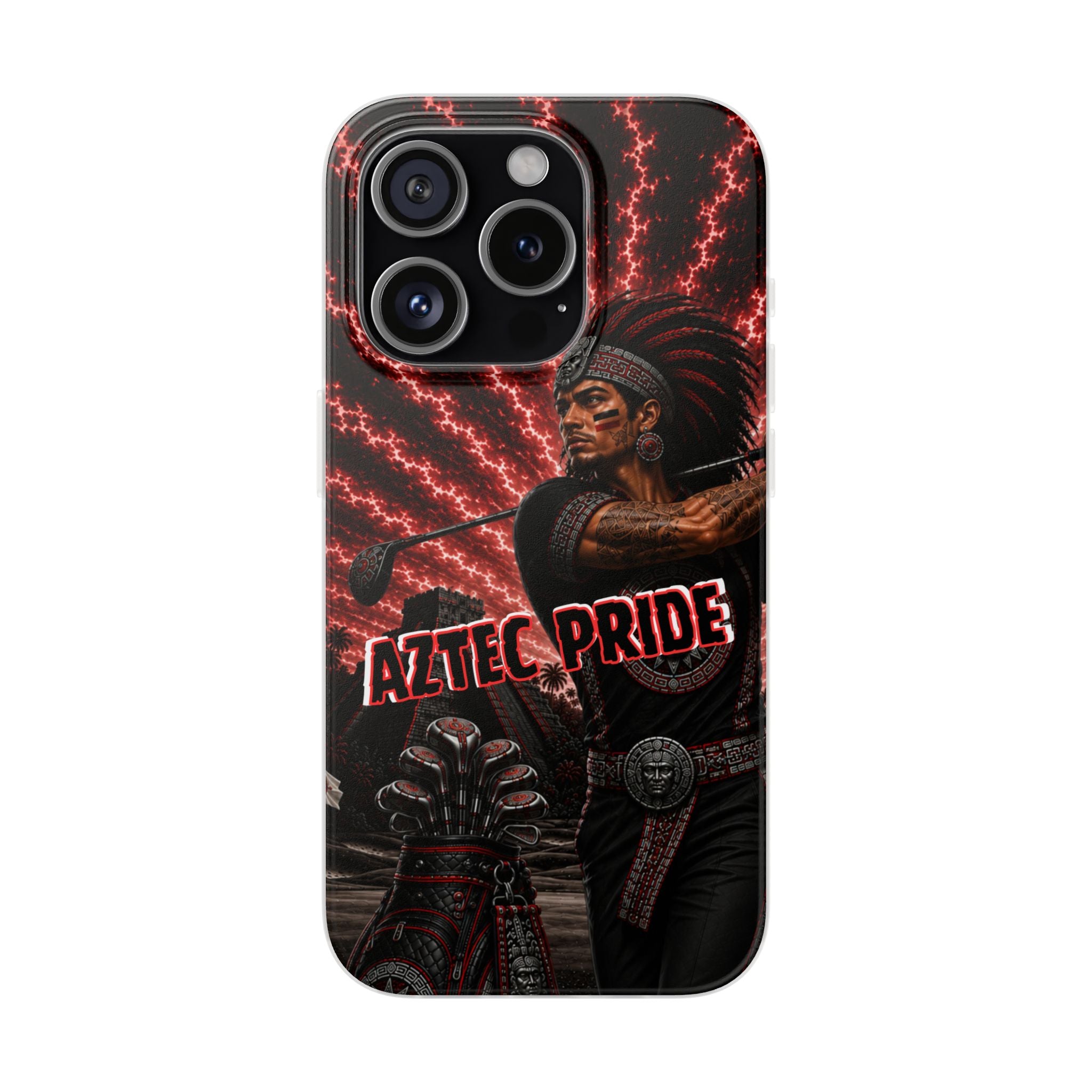 Aztec Golf Male Warrior – Flexi Phone Case (iPhone & Samsung • Clear TPU • Made & Shipped in the USA • 🚚 FREE USA Shipping • Personalized Option)