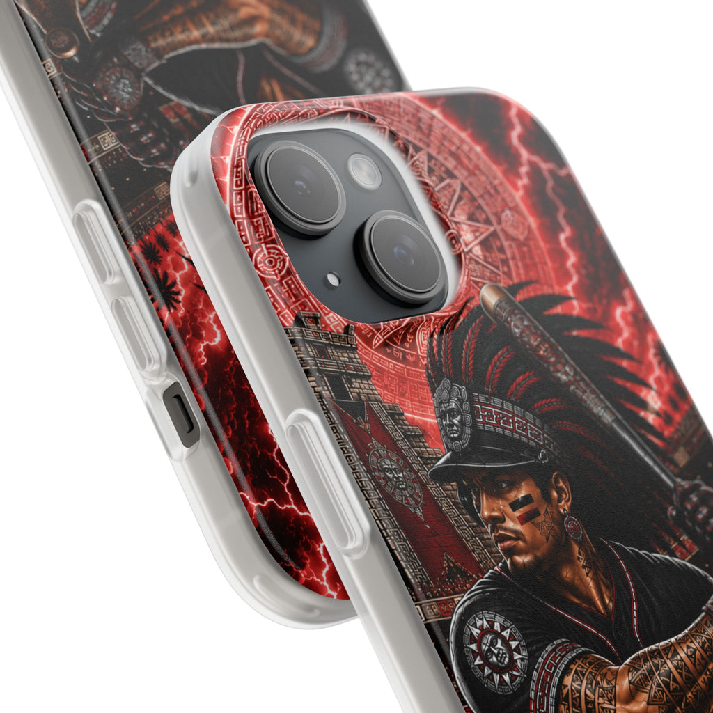 Aztec Baseball Warrior – Flexi Phone Case (iPhone & Samsung • Clear TPU • Made & Shipped in the USA • 🚚 FREE USA Shipping • Personalized Option)