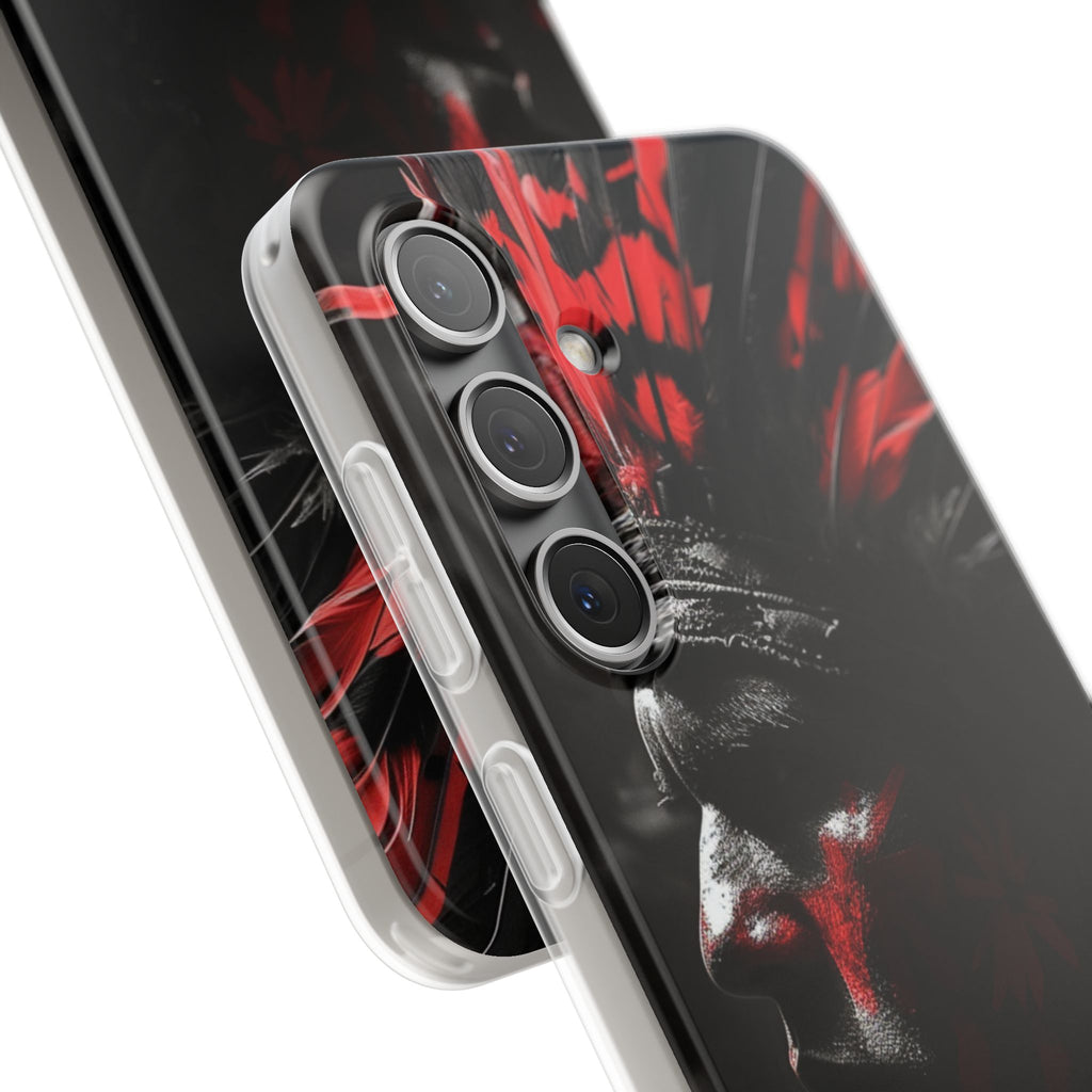 Aztec Jaguar Warrior – Flexi Phone Case (iPhone & Samsung • Clear TPU • Made in USA • Personalized Option)