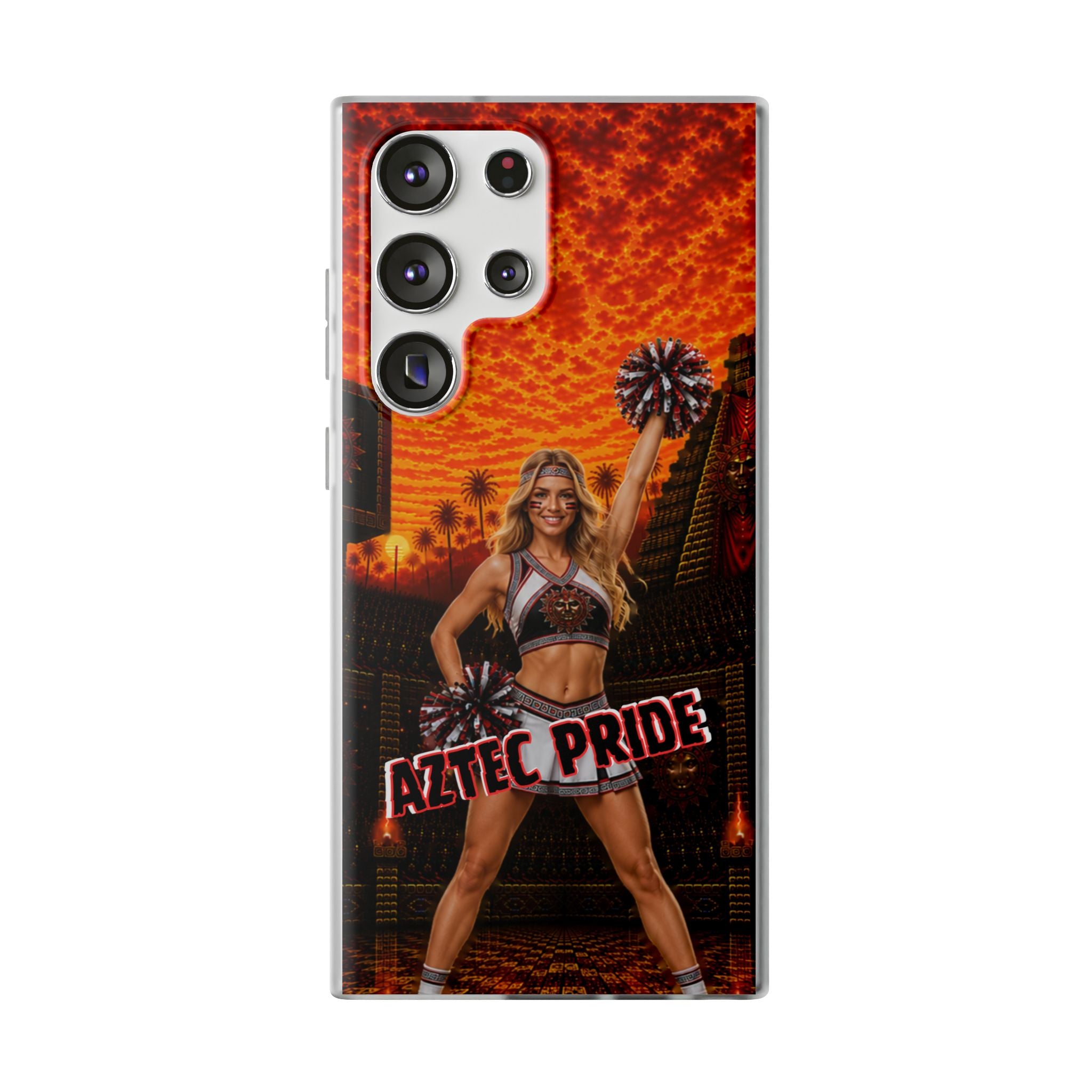 Aztec Cheerleader Warrior – Flexi Phone Case (iPhone & Samsung • Clear TPU • Made & Shipped in the USA • 🚚 FREE USA Shipping • Personalized Option)