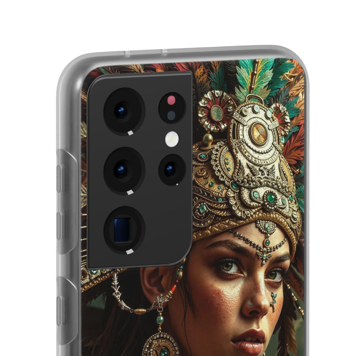 Aztec Warrior Goddess – Flexi Phone Case (iPhone & Samsung • Clear TPU • Made in USA • Personalized Option)