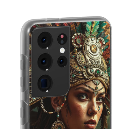 Aztec Warrior Goddess – Flexi Phone Case (iPhone & Samsung • Clear TPU • Made in USA • Personalized Option)