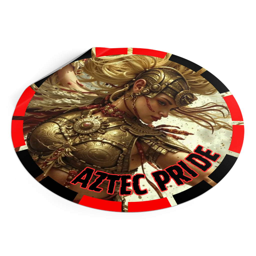 Aztec Iron Queen Round Vinyl Sticker – Waterproof Matte Decal (2”–6”)
