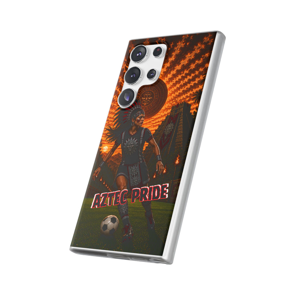 Aztec Soccer Female Warrior – Flexi Phone Case (iPhone & Samsung • Clear TPU • Made & Shipped in the USA • 🚚 FREE USA Shipping • Personalized Option)