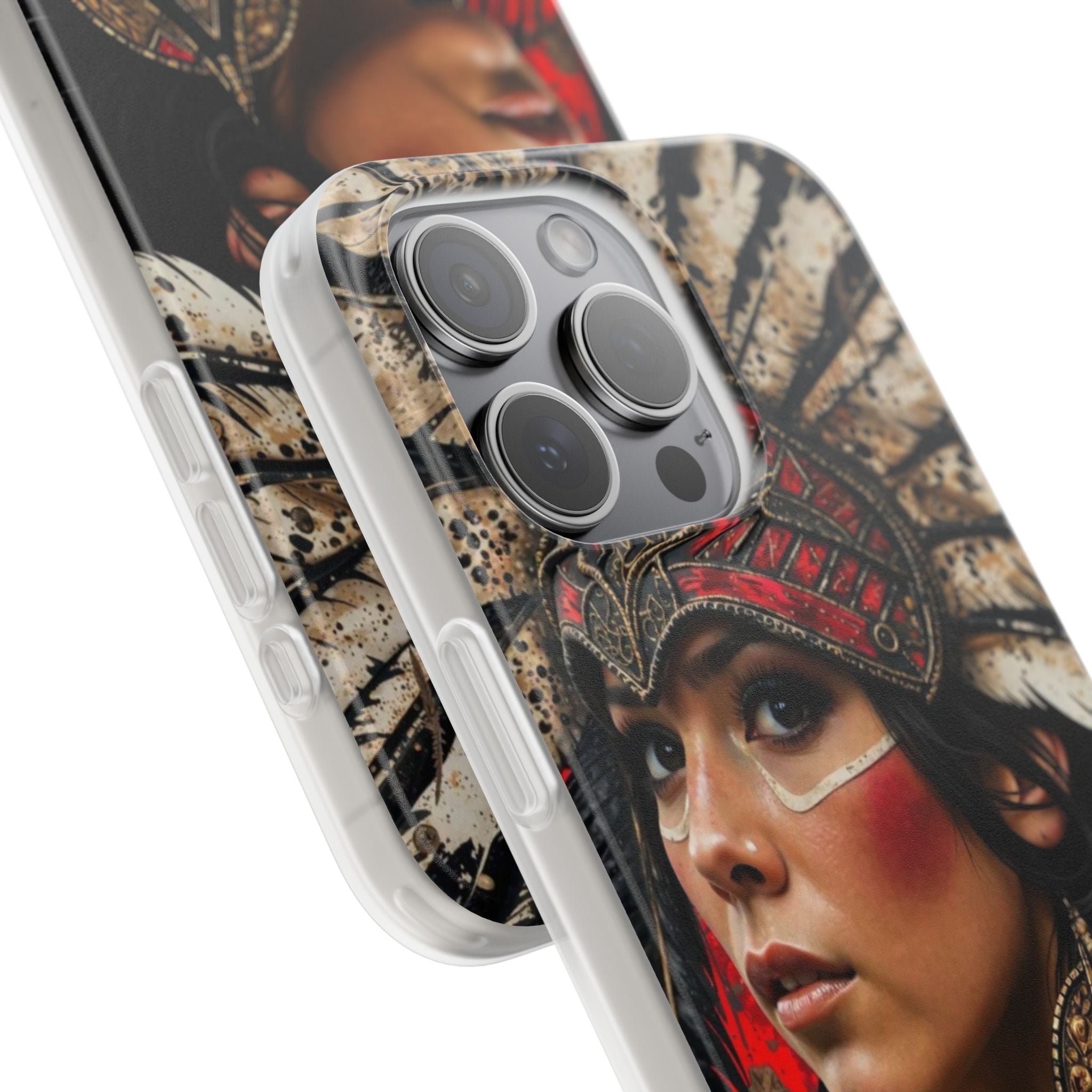 Aztec Moon Goddess – Flexi Phone Case (iPhone & Samsung • Clear TPU • Made in USA • Personalized Option)