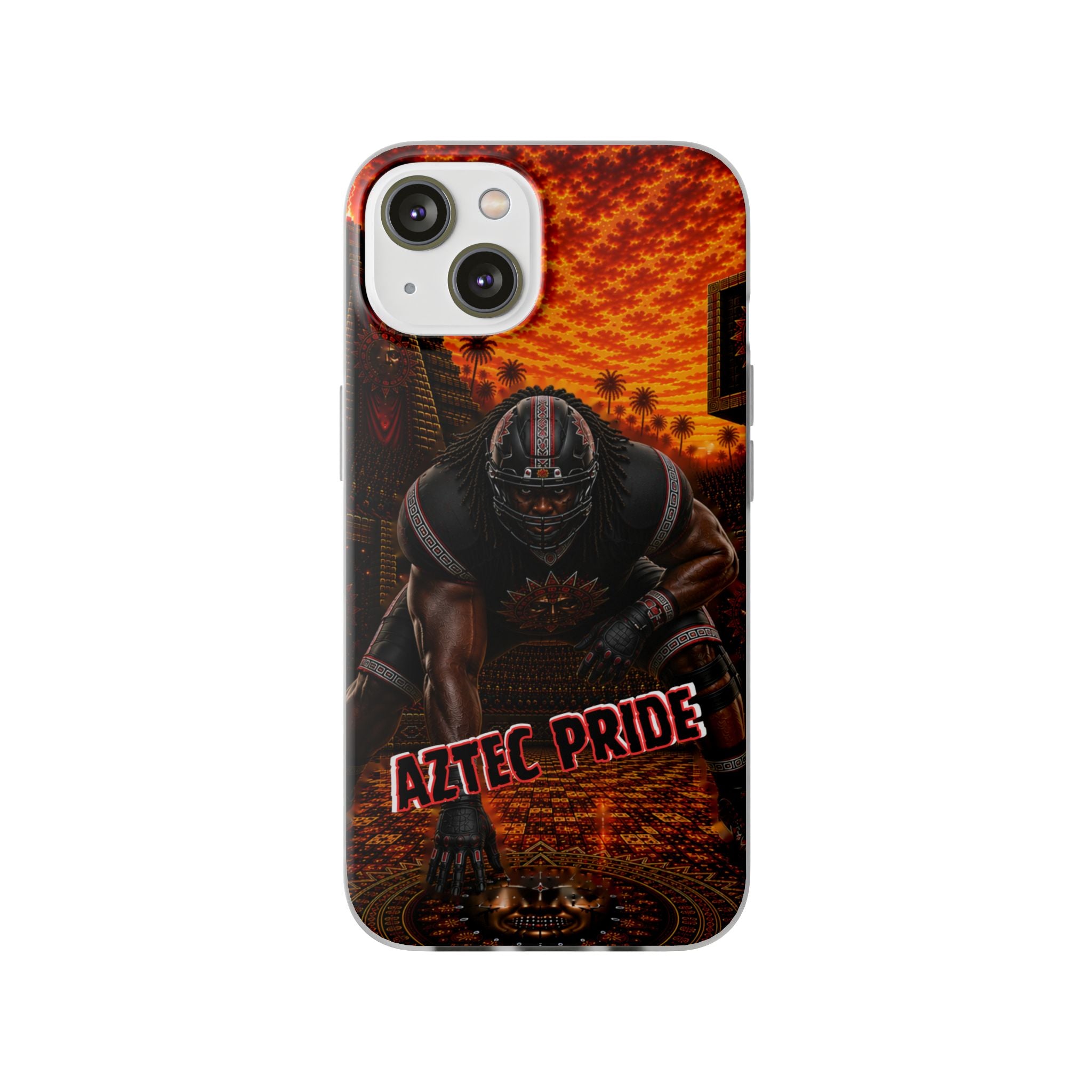 Aztec Football Warrior – Flexi Phone Case (iPhone & Samsung • Clear TPU • Made & Shipped in the USA • 🚚 FREE USA Shipping • Personalized Option)