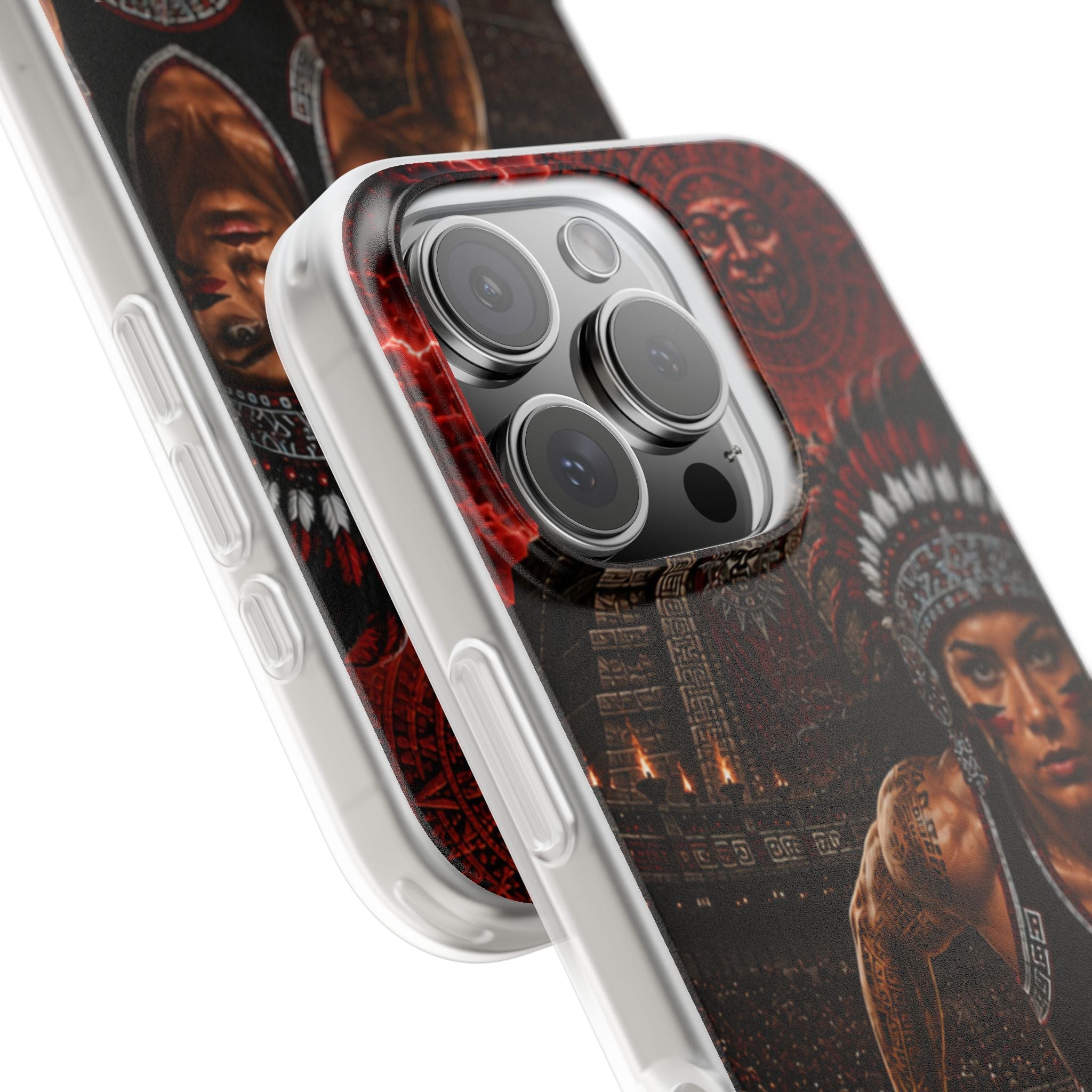 Aztec Track & Field Female Warrior – Flexi Phone Case (iPhone & Samsung • Clear TPU • Made & Shipped in the USA • 🚚 FREE USA Shipping • Personalized Option)