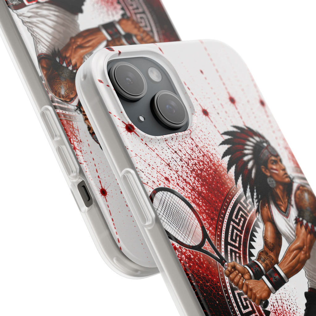 Aztec Tennis Male Warrior – Flexi Phone Case (iPhone & Samsung • Clear TPU • Made & Shipped in the USA • 🚚 FREE USA Shipping • Personalized Option)
