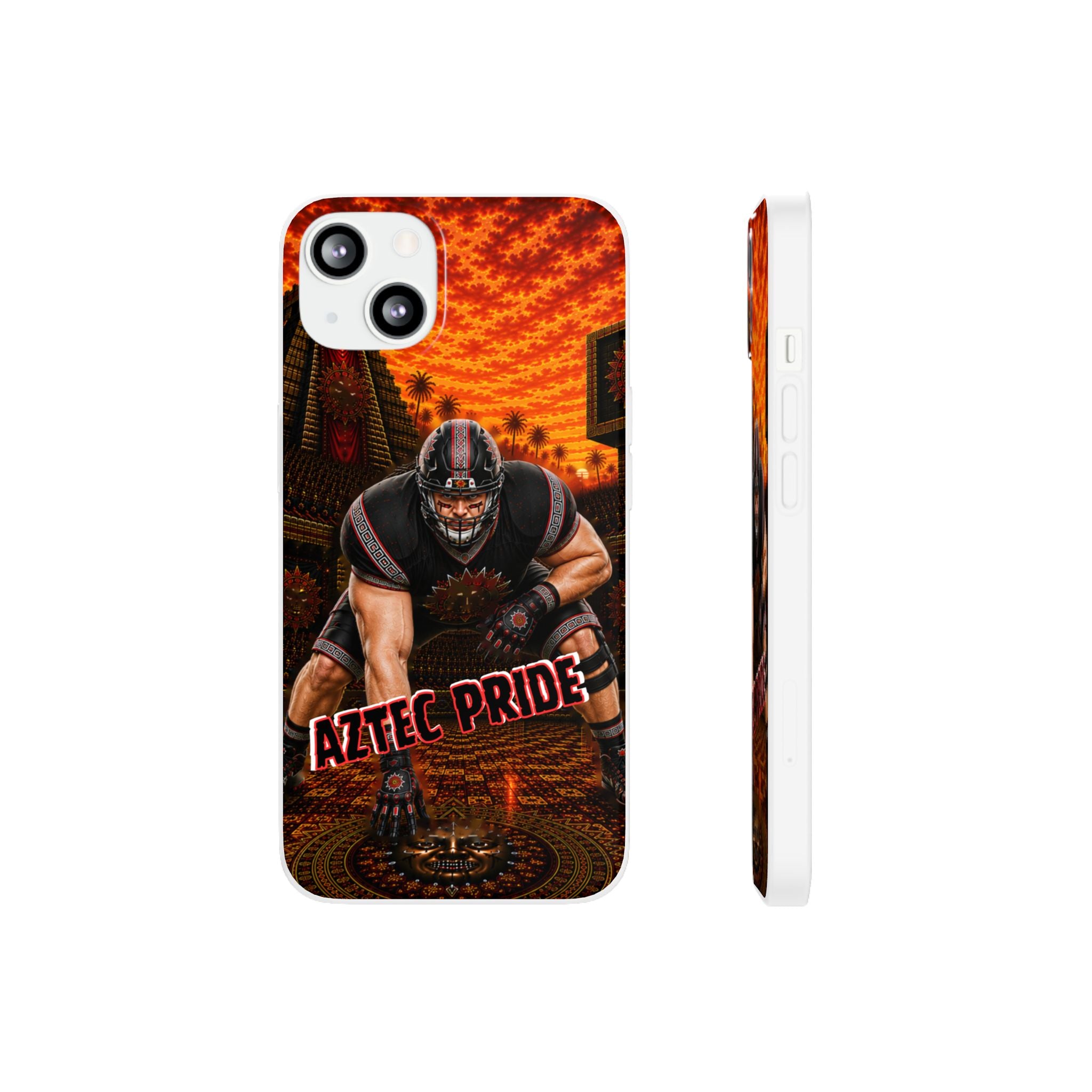 Aztec Football Warrior – Flexi Phone Case (iPhone & Samsung • Clear TPU • Made & Shipped in the USA • 🚚 FREE USA Shipping • Personalized Option)