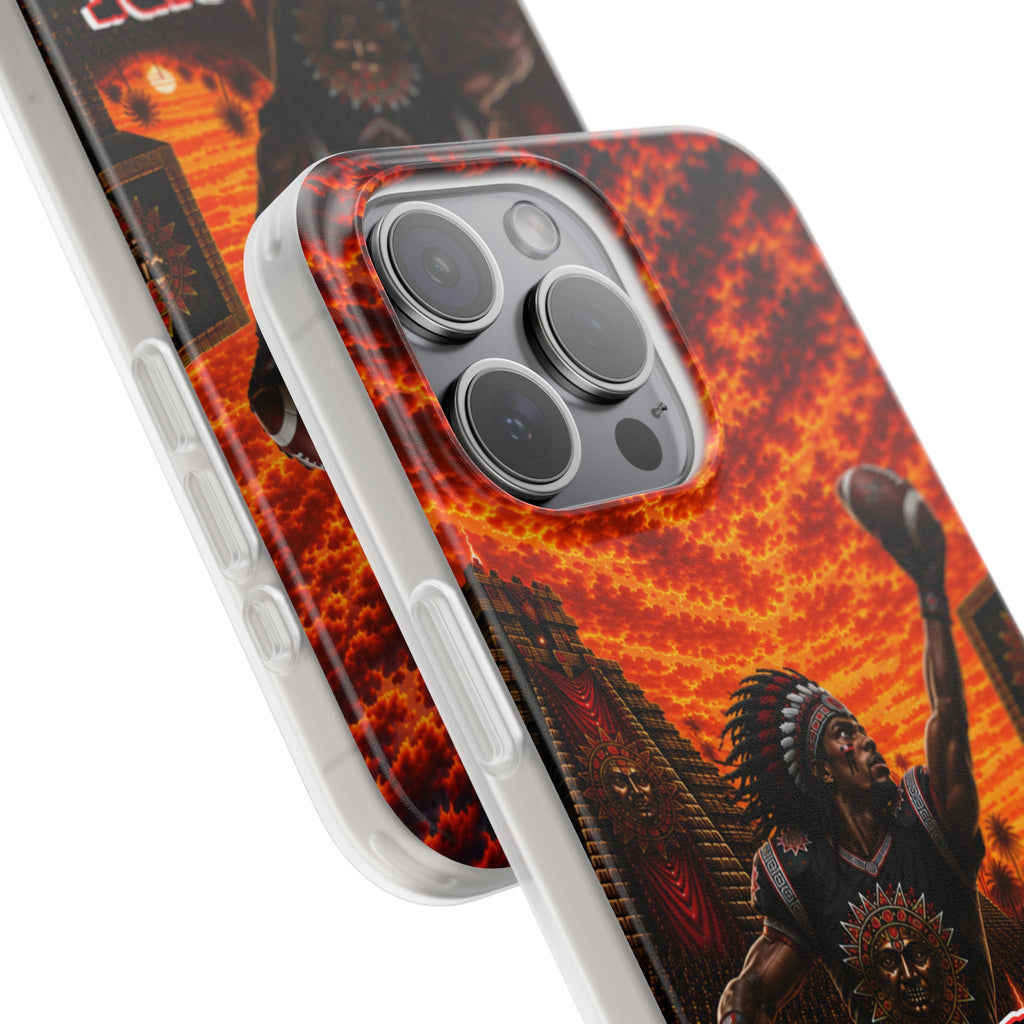 Aztec Football Warrior – Flexi Phone Case (iPhone & Samsung • Clear TPU • Made & Shipped in the USA • 🚚 FREE USA Shipping • Personalized Option)