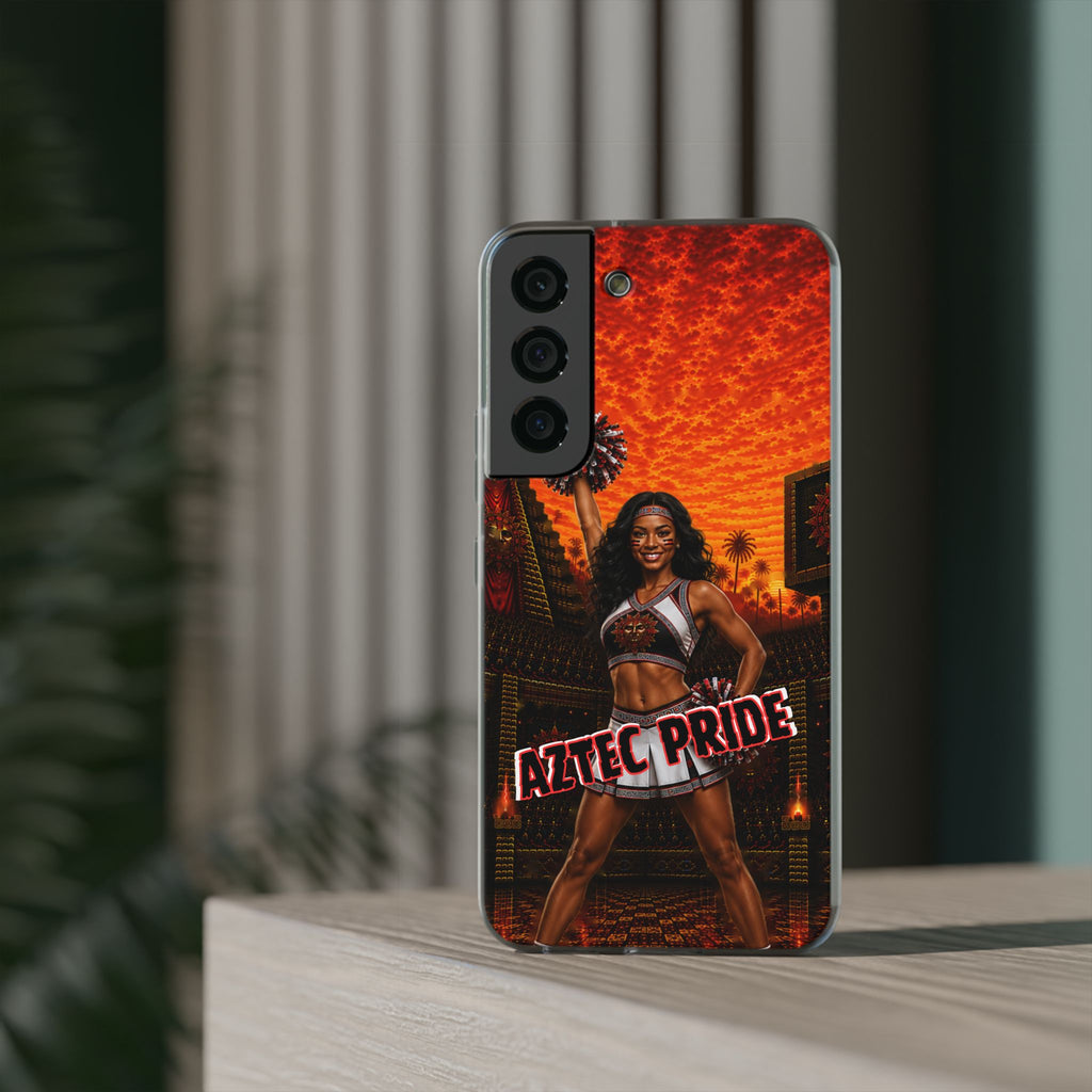 Aztec Cheerleader Warrior – Flexi Phone Case (iPhone & Samsung • Clear TPU • Made & Shipped in the USA • 🚚 FREE USA Shipping • Personalized Option)