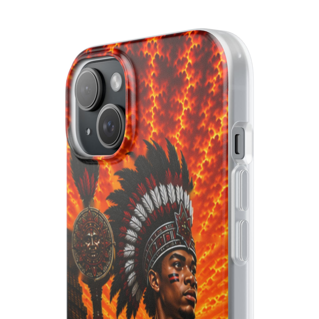 Aztec Drum Major Warrior – Flexi Phone Case (iPhone & Samsung • Clear TPU • Made & Shipped in the USA • 🚚 FREE USA Shipping • Personalized Option)