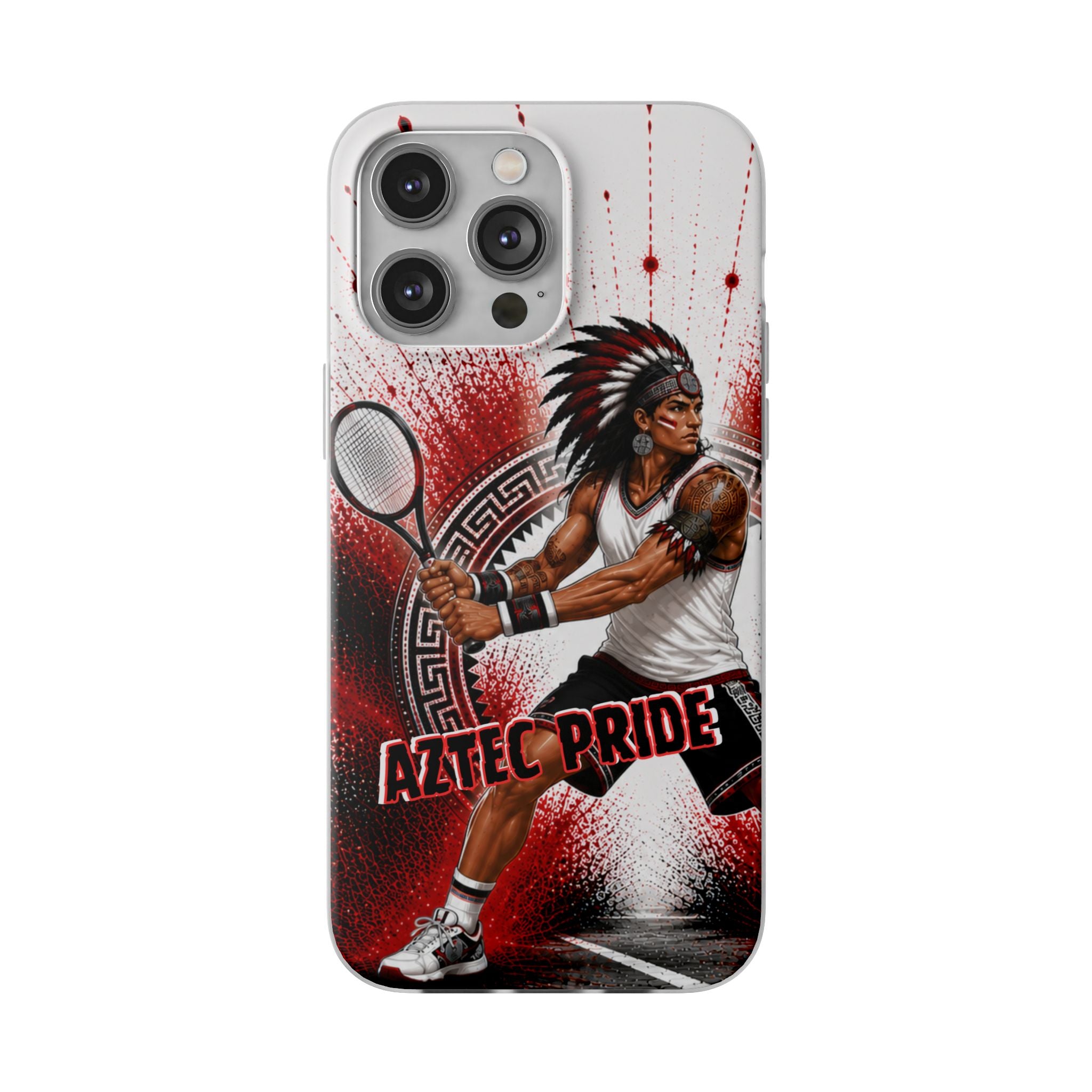 Aztec Tennis Male Warrior – Flexi Phone Case (iPhone & Samsung • Clear TPU • Made & Shipped in the USA • 🚚 FREE USA Shipping • Personalized Option)