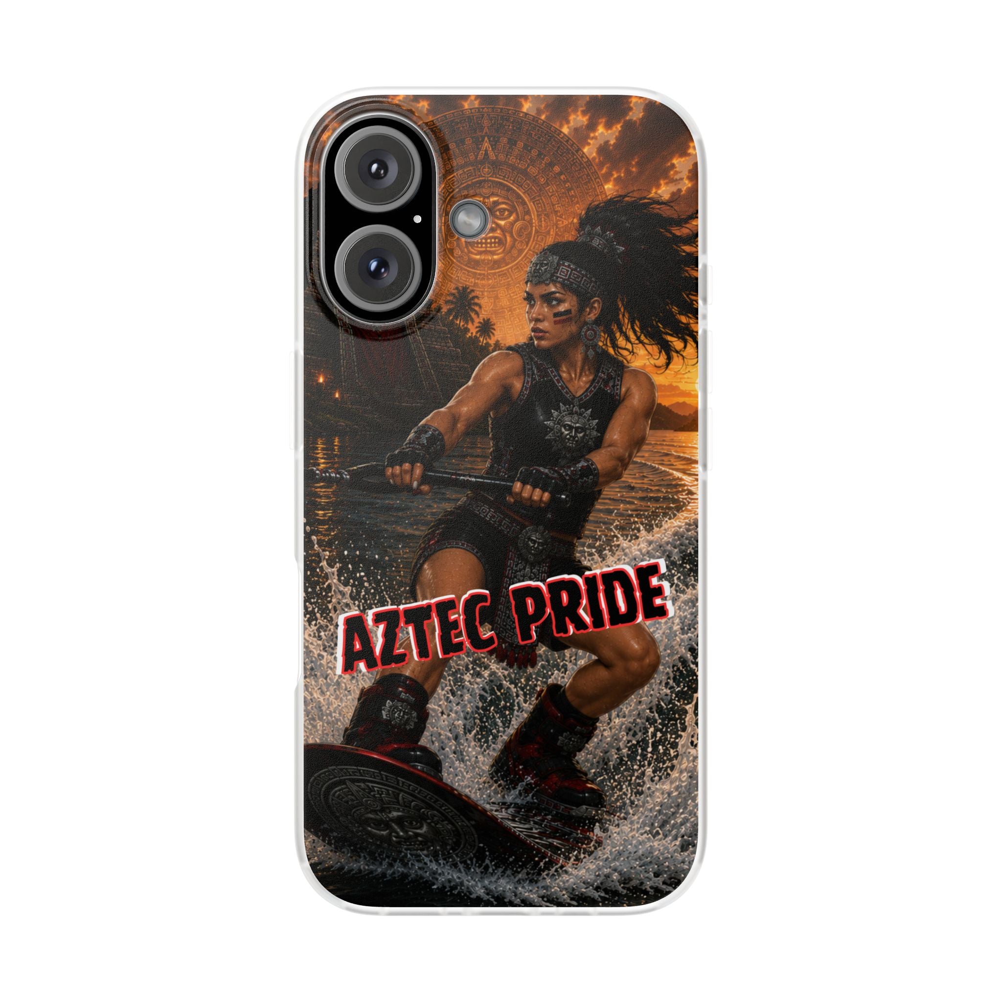 Aztec Wakeboard Female Warrior – Flexi Phone Case (iPhone & Samsung • Clear TPU • Made & Shipped in the USA • 🚚 FREE USA Shipping • Personalized Option)