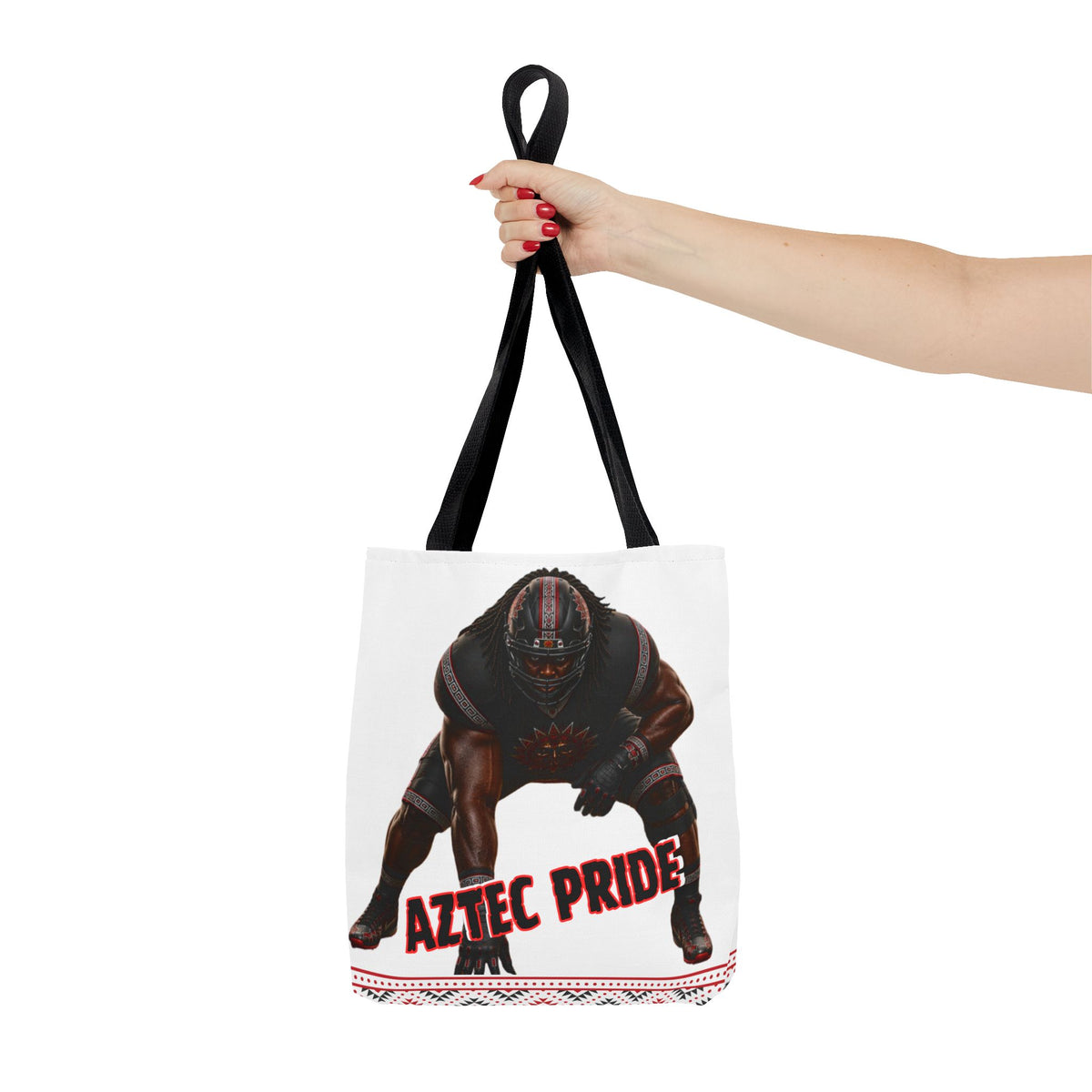 Aztec Football O-Line Warrior Tote Bag | Aztec-Inspired AI Art • Made & Shipped in the USA • 🚚 FREE USA Shipping • FREE Personalization