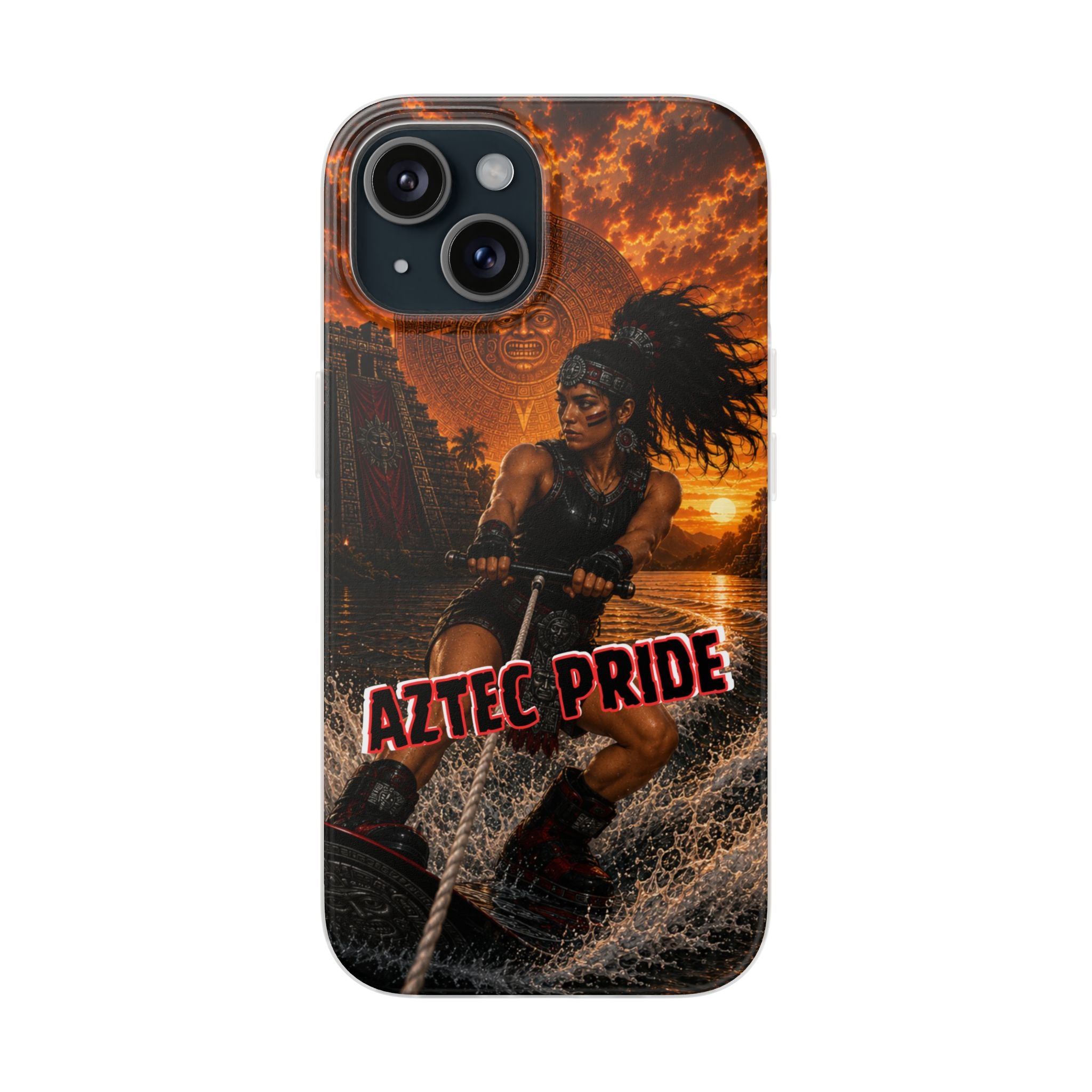 Aztec Wakeboard Female Warrior – Flexi Phone Case (iPhone & Samsung • Clear TPU • Made & Shipped in the USA • 🚚 FREE USA Shipping • Personalized Option)